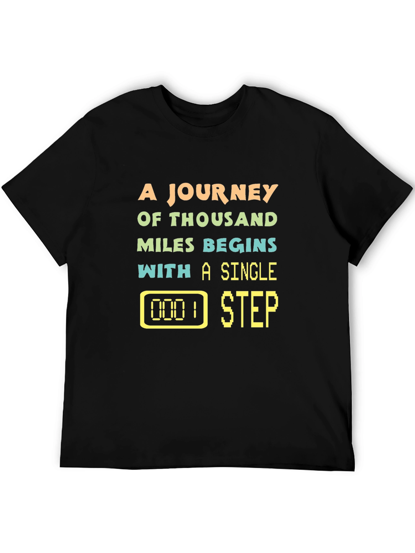 Black Journey of Thousand Miles Black T-Shirt view 5