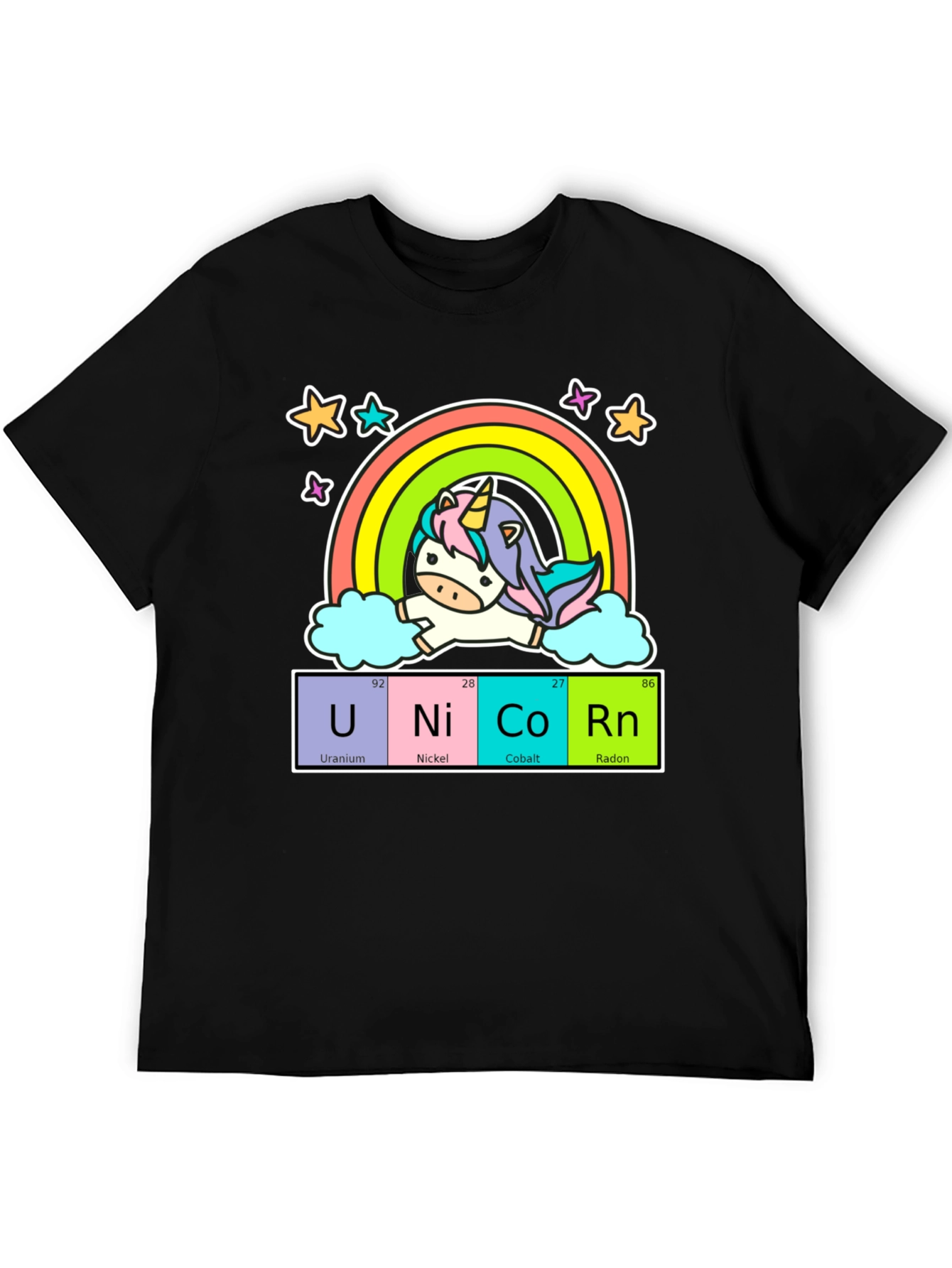 Black Unicorn Periodic Table Black T-Shirt view 5