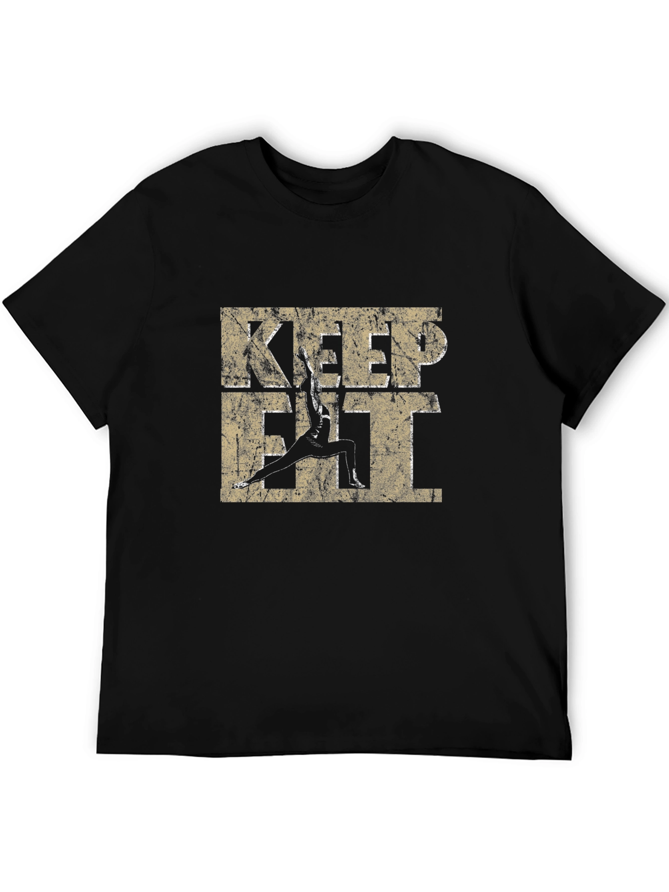 Black Keep Fit Graphic Tee - Motivational Workout Shirt view 5