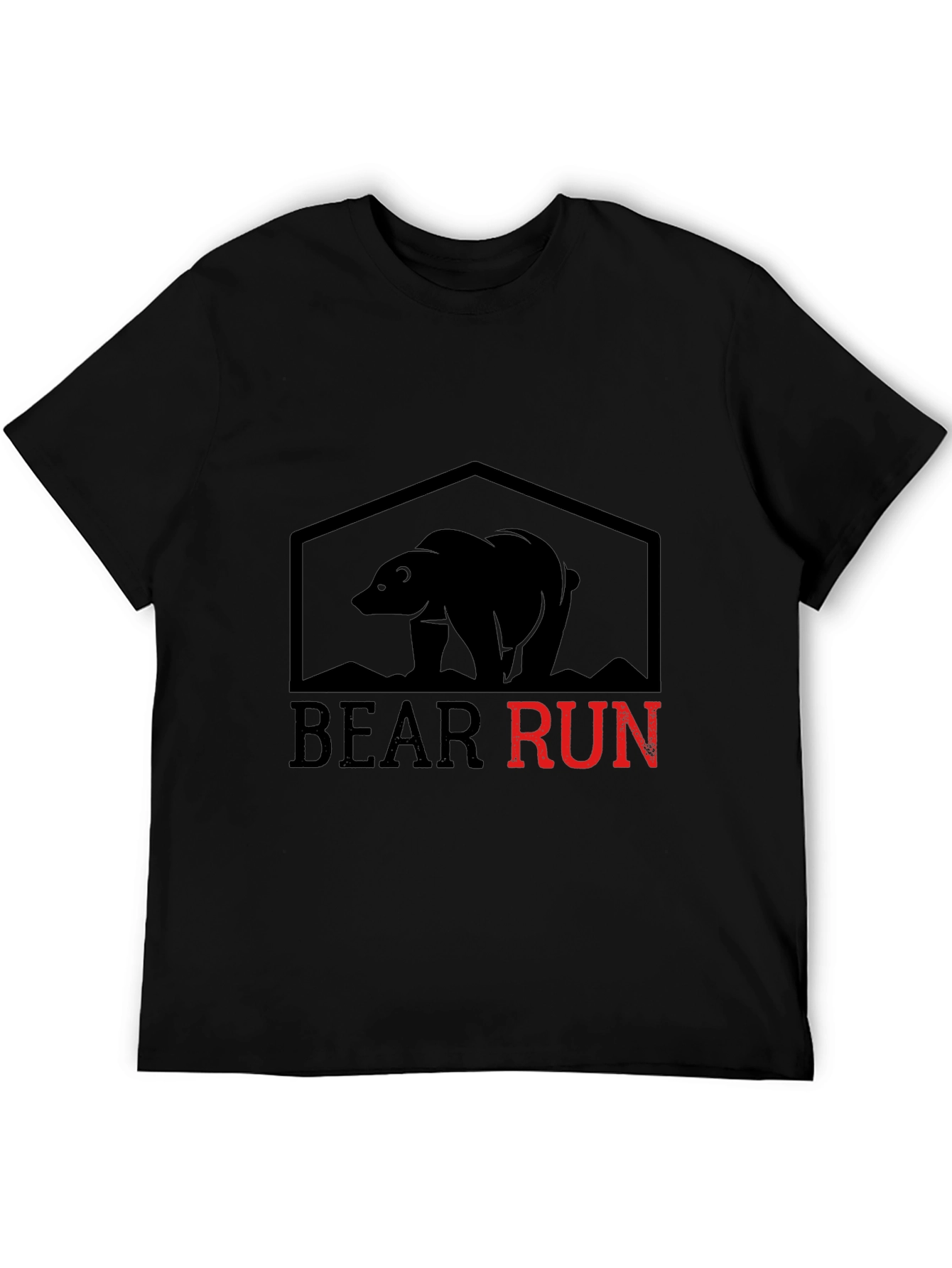 Black Bear Run Graphic Tee - Black Cotton T-Shirt view 5