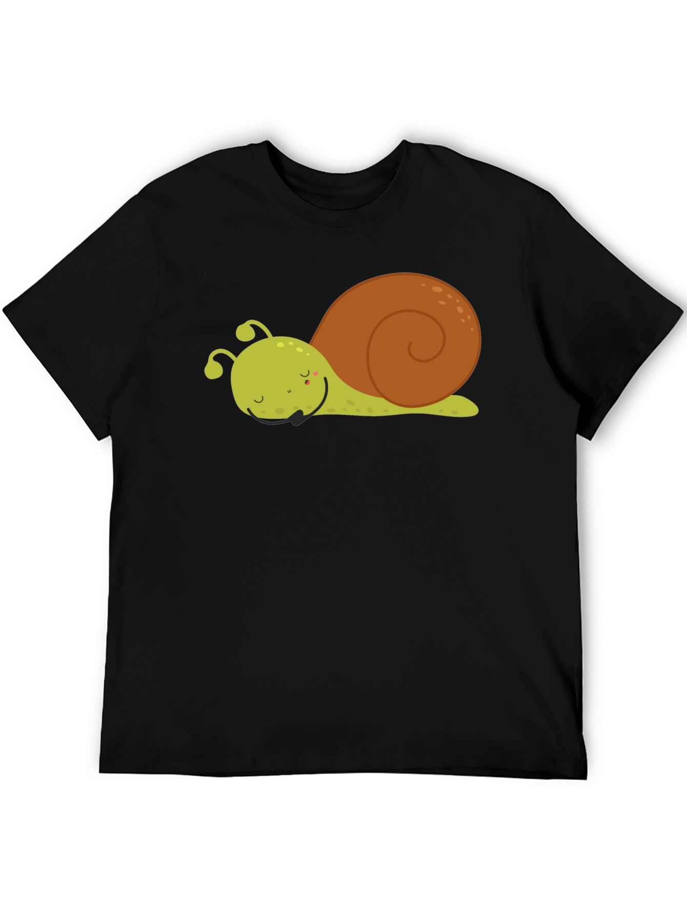 Black Cute Cartoon Snail Graphic Tee - Unisex Black T-Shirt view 5