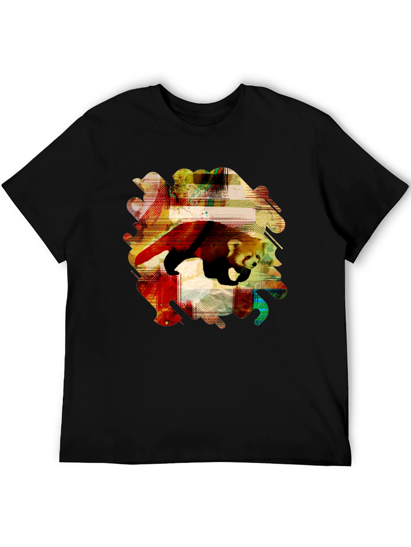 Black Red Panda Graphic Tee - Unique Abstract Design view 5