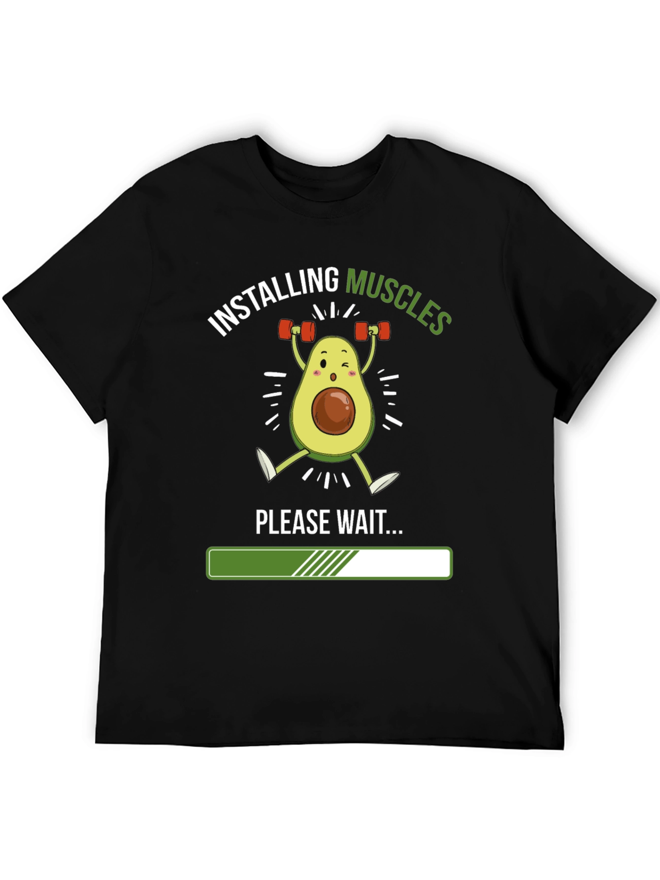 Black Installing Muscles Funny Avocado Gym T-Shirt view 5