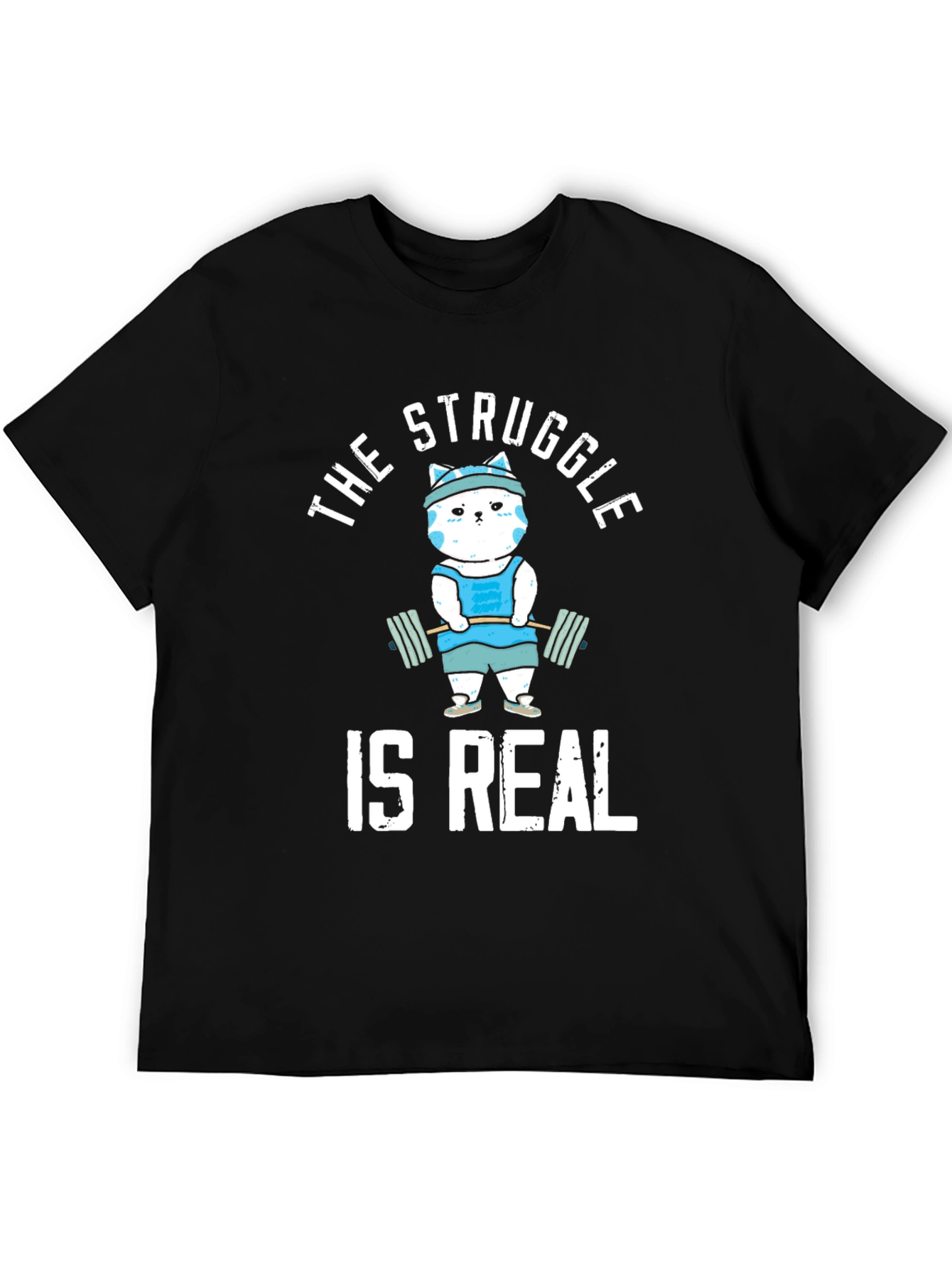 Funny Workout Cat T-Shirt - The Struggle Is Real Tee - 5