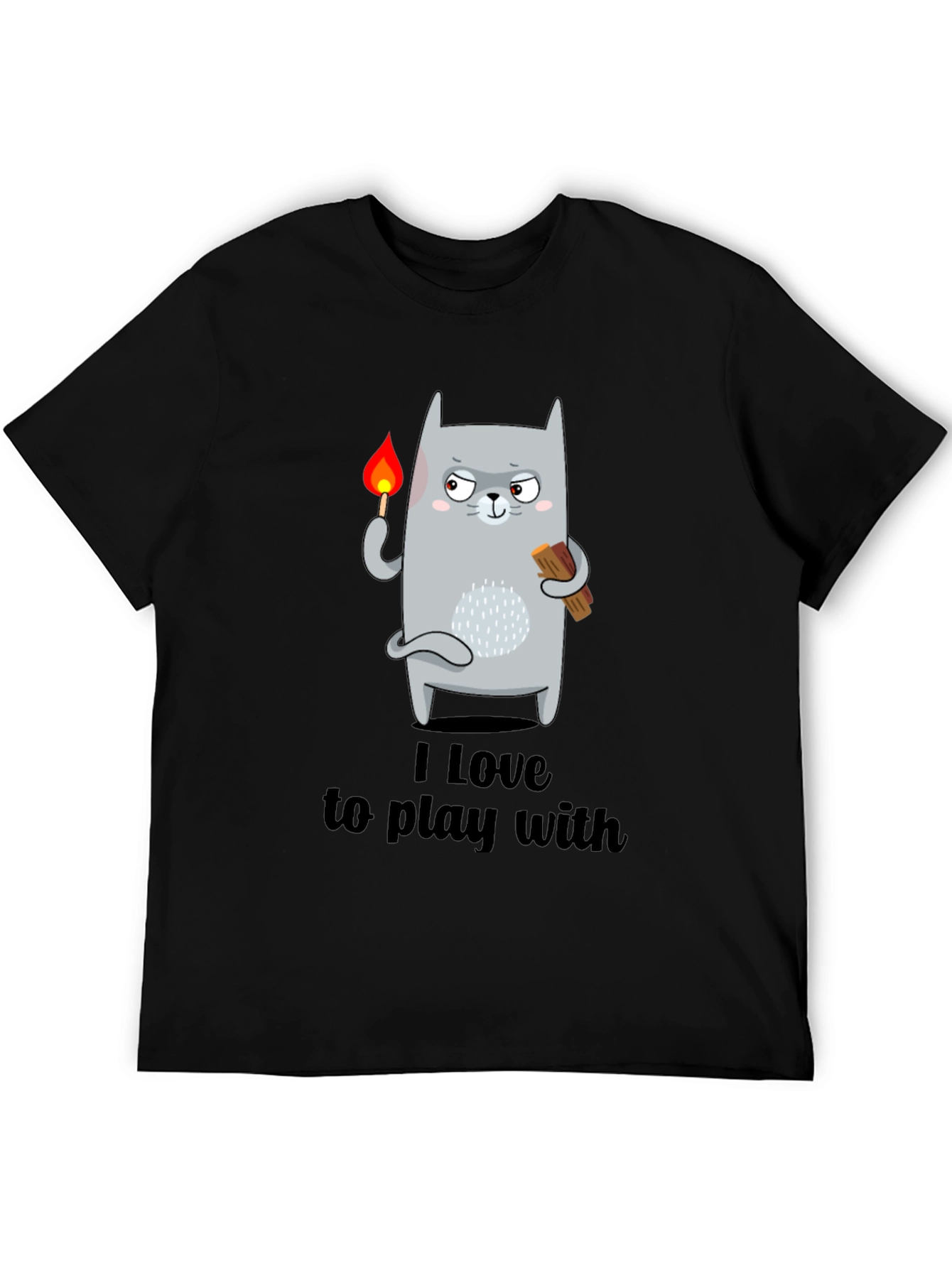 Black I Love To Play With Funny Cat T-Shirt view 5