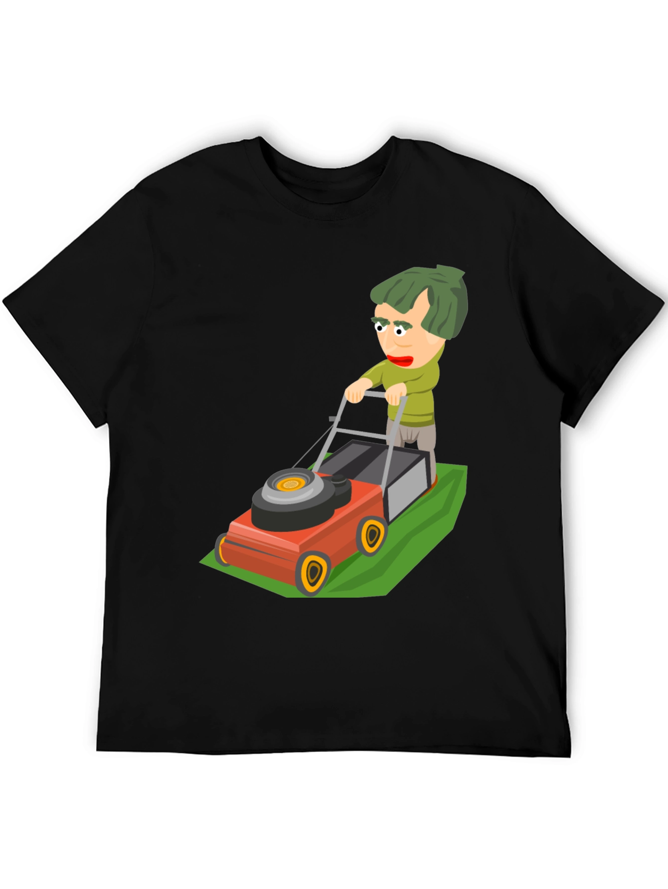 Black Cartoon Lawn Mower Graphic Tee view 5