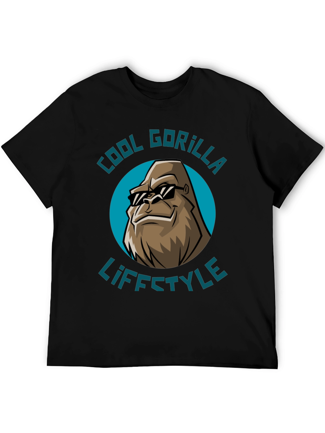 Black Cool Gorilla Lifestyle Graphic T-Shirt view 5