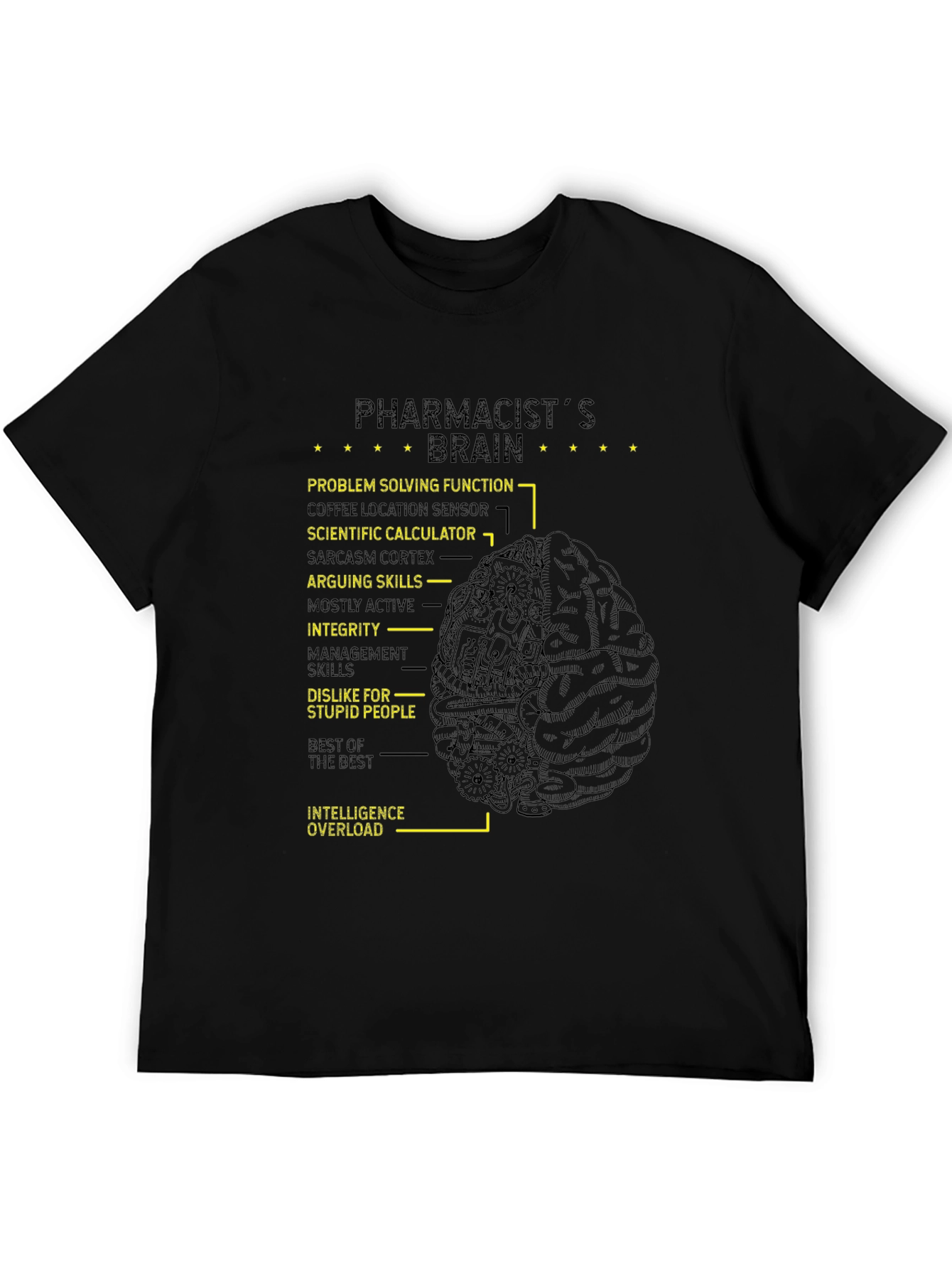Black Pharmacist's Brain T-Shirt - Funny Gift view 5