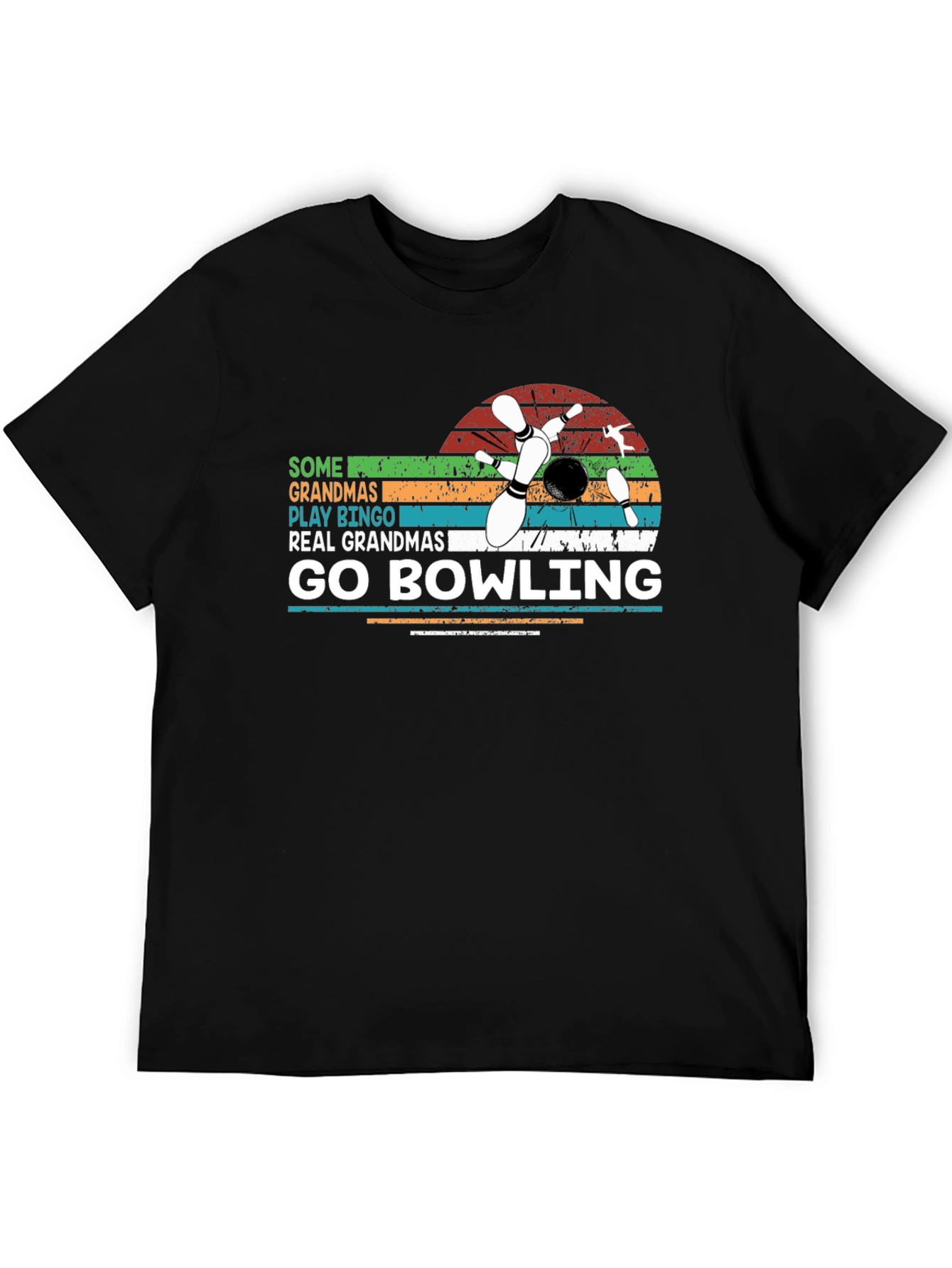 Black Grandma Bowling T-Shirt - Fun Graphic Tee view 5