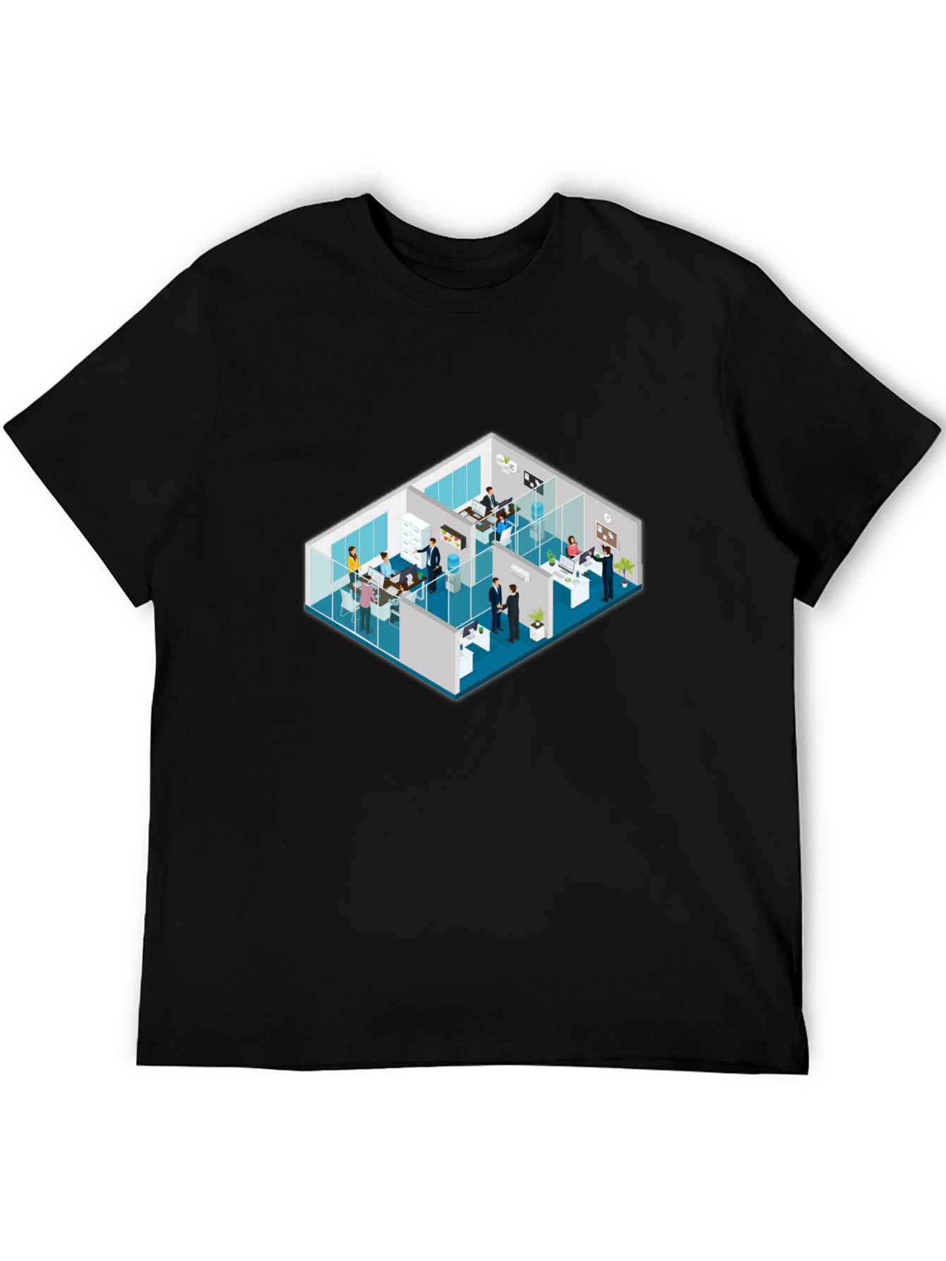 Isometric Office Black T-Shirt - 5