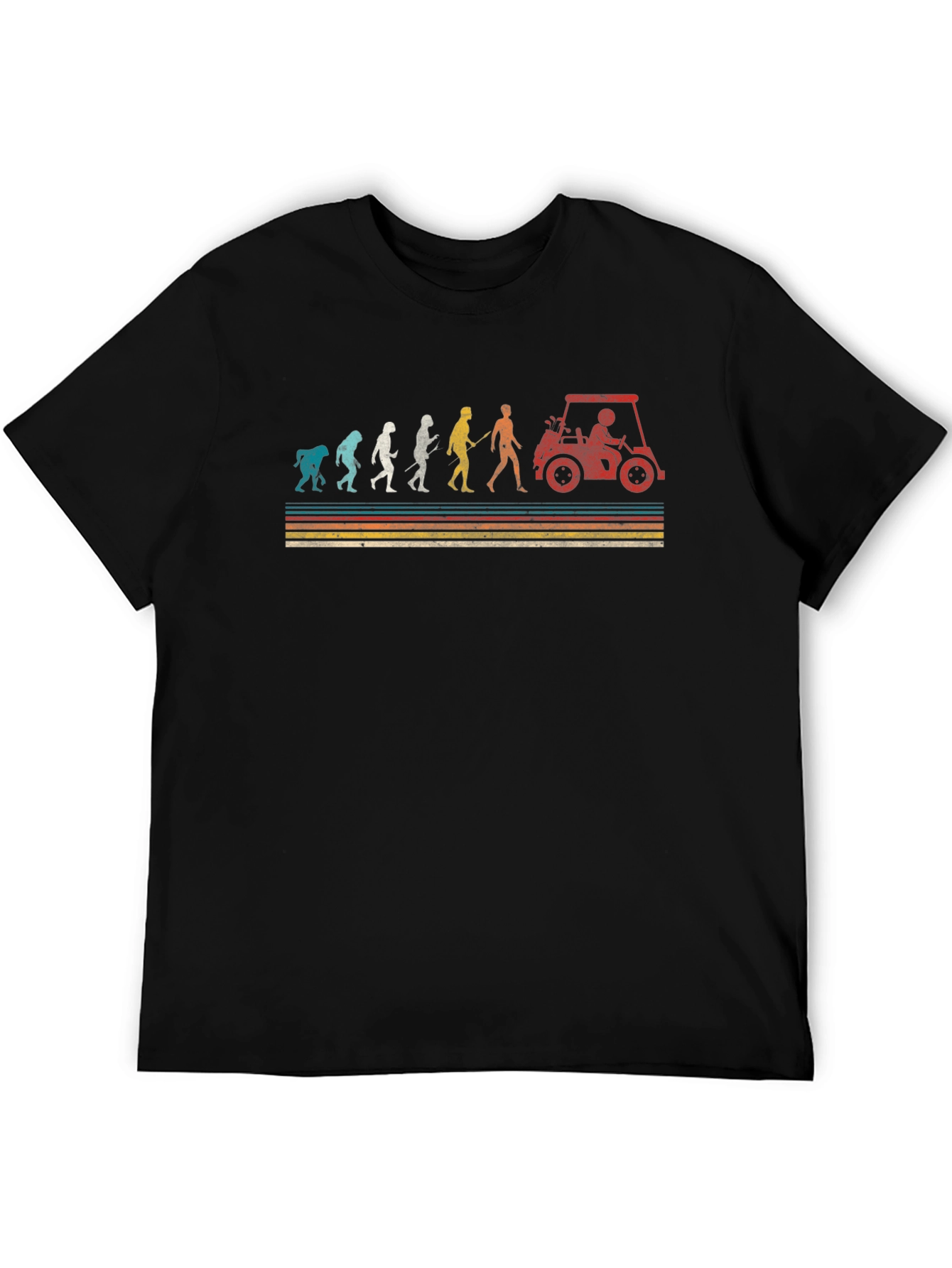 Black Golf Evolution T-Shirt - Humorous Golfer Tee view 5