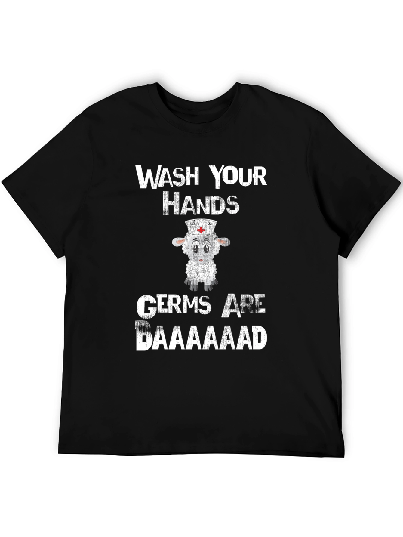 Black Wash Your Hands Nurse Sheep Graphic Tee view 5