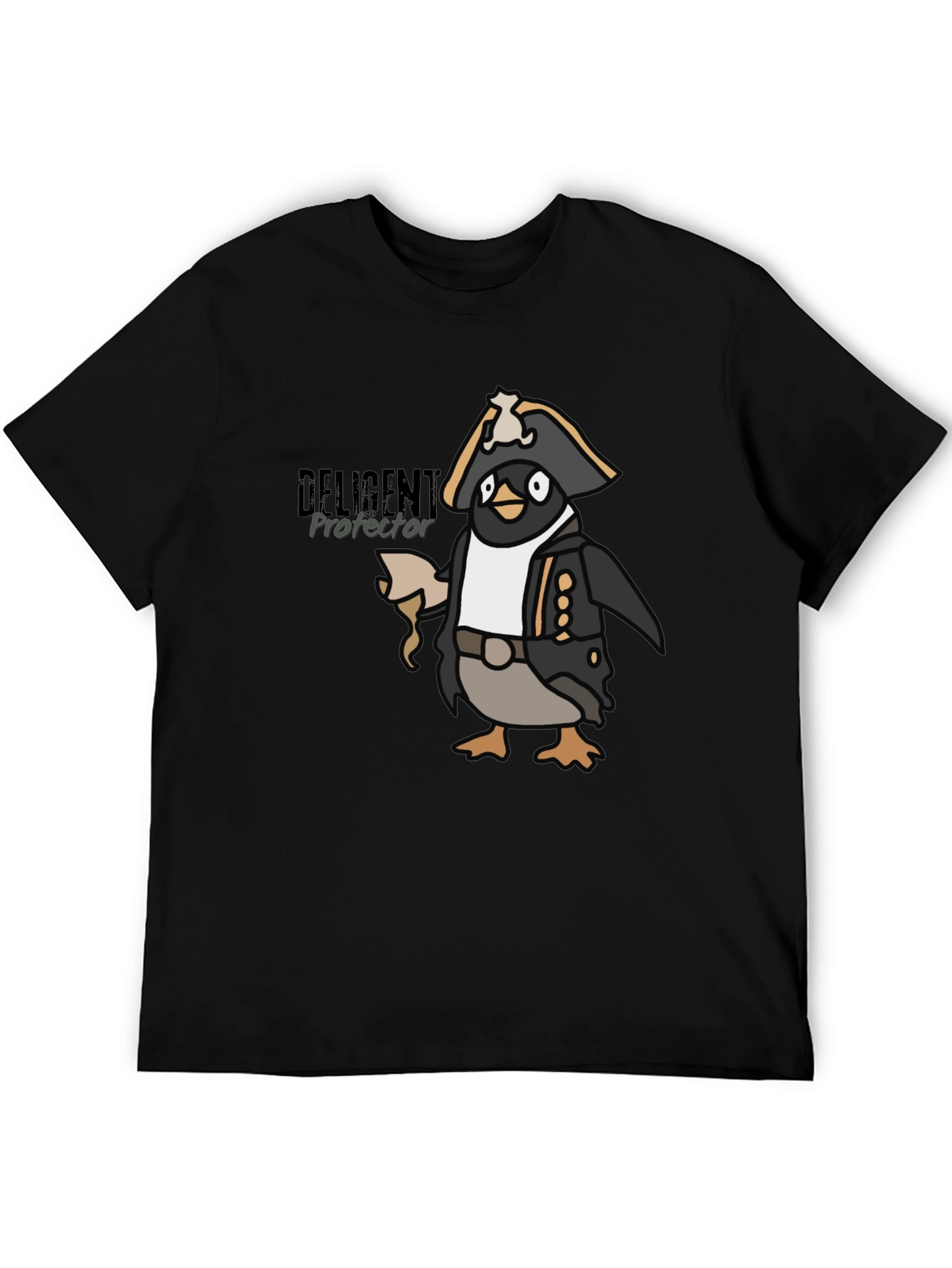 Black Pirate Penguin Graphic Tee - Black Cotton T-Shirt view 5