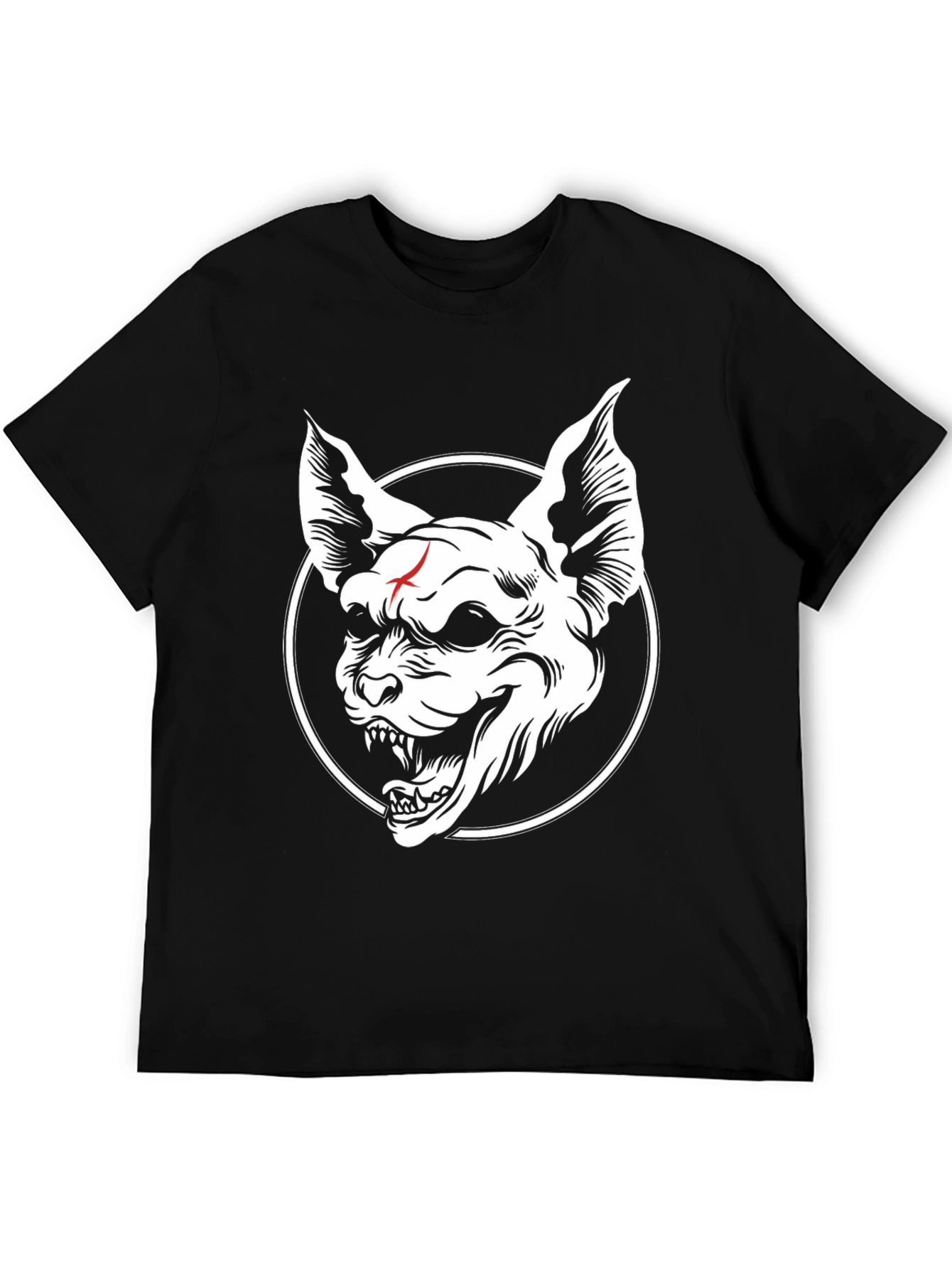 Black Men's Black Graphic Tee - Scary Dog Design view 5