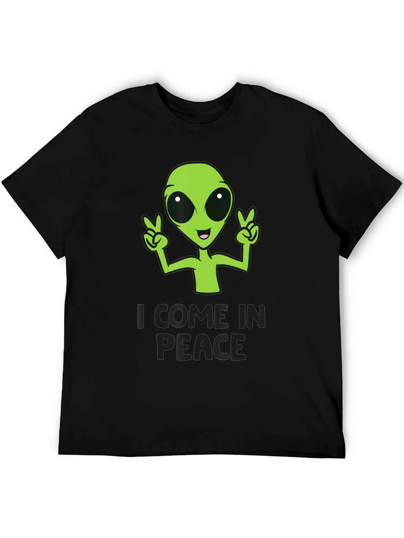 Black I Come In Peace Alien Graphic T-Shirt view 5