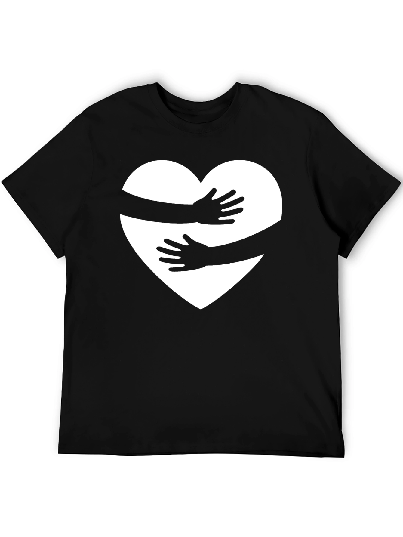 Black Heart Hug Graphic Tee - Black Casual Shirt view 5