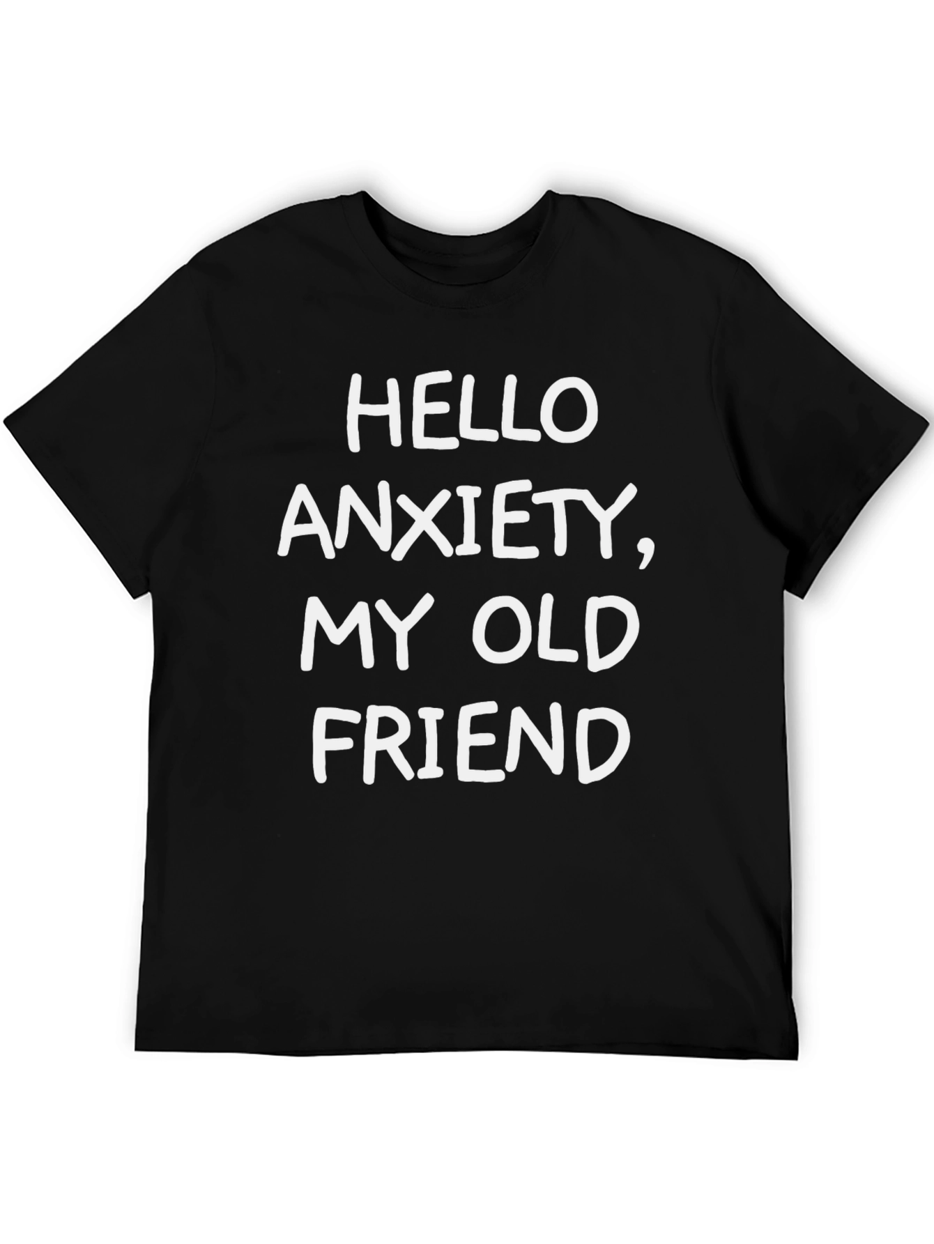 Black Hello Anxiety Graphic Tee - Black Cotton Blend Comfort view 5