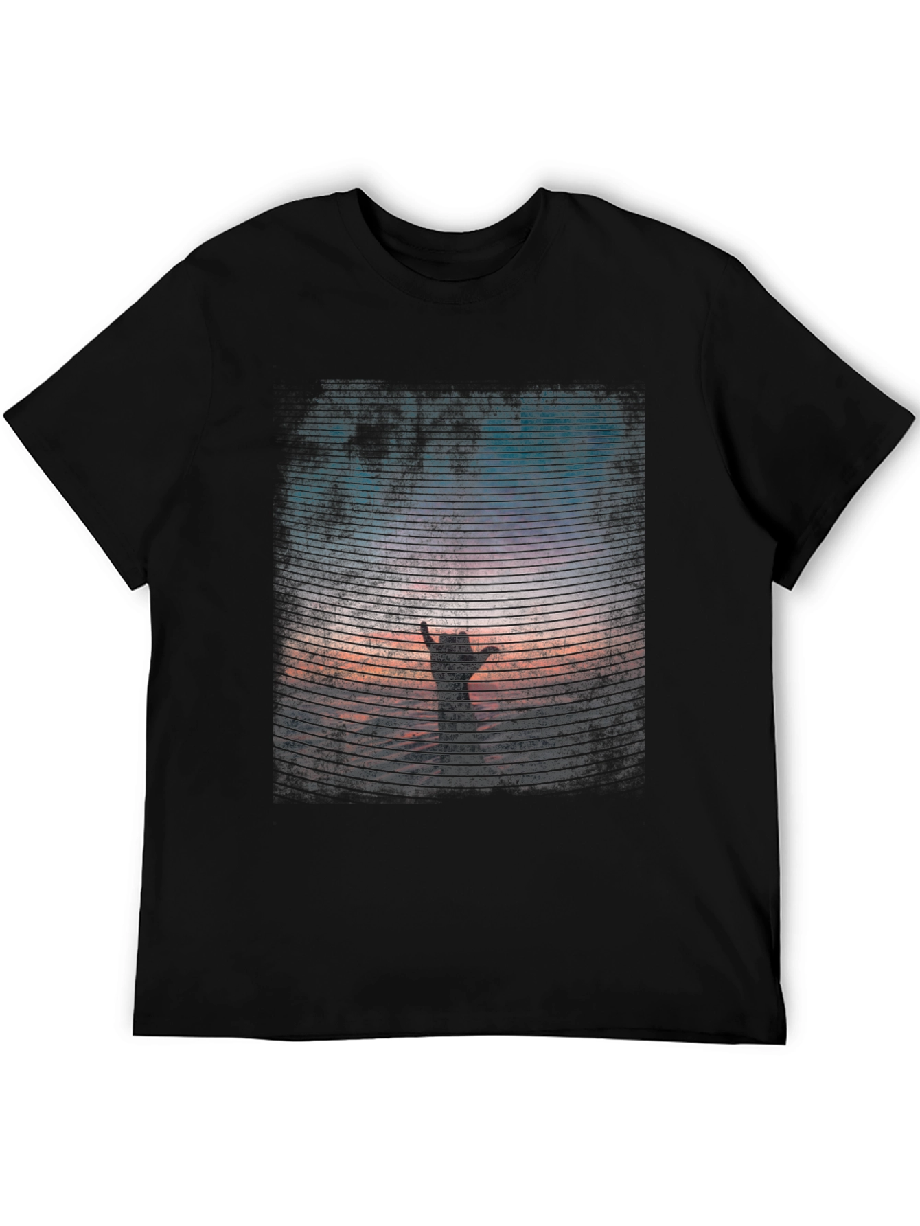 Black Sunset Hand T-Shirt - Black Graphic Tee view 5