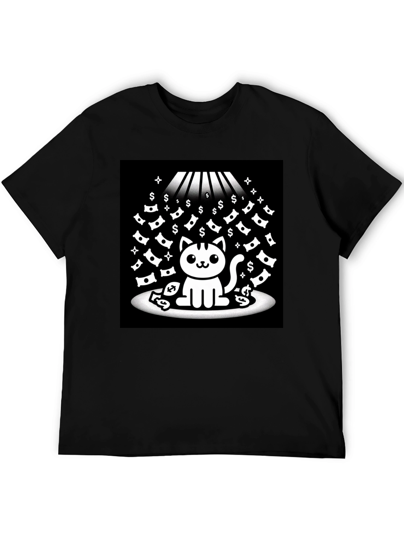 Black Lucky Cat T-Shirt - Money Rain view 5