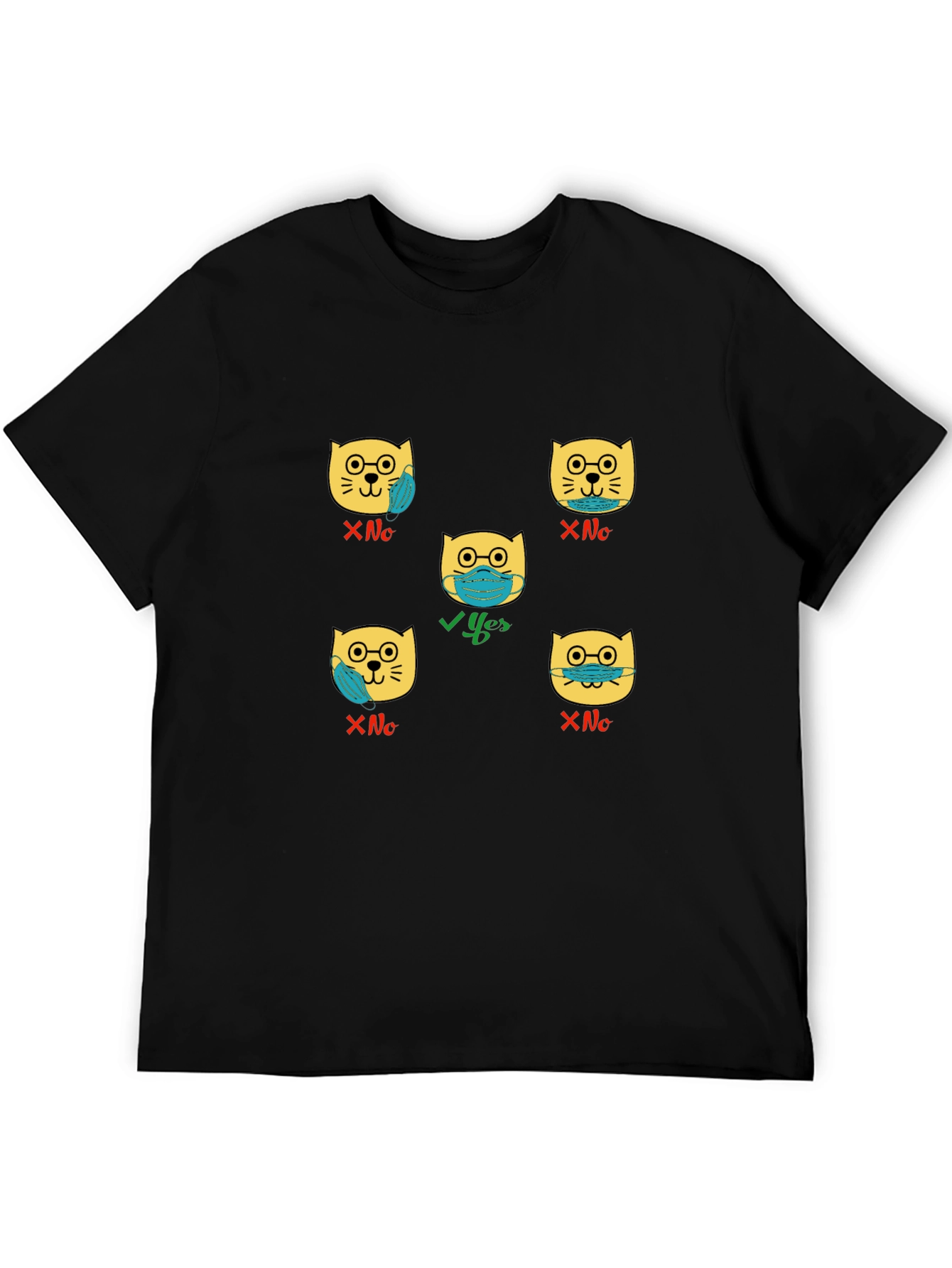 Black Funny Masked Cat T-Shirt view 5