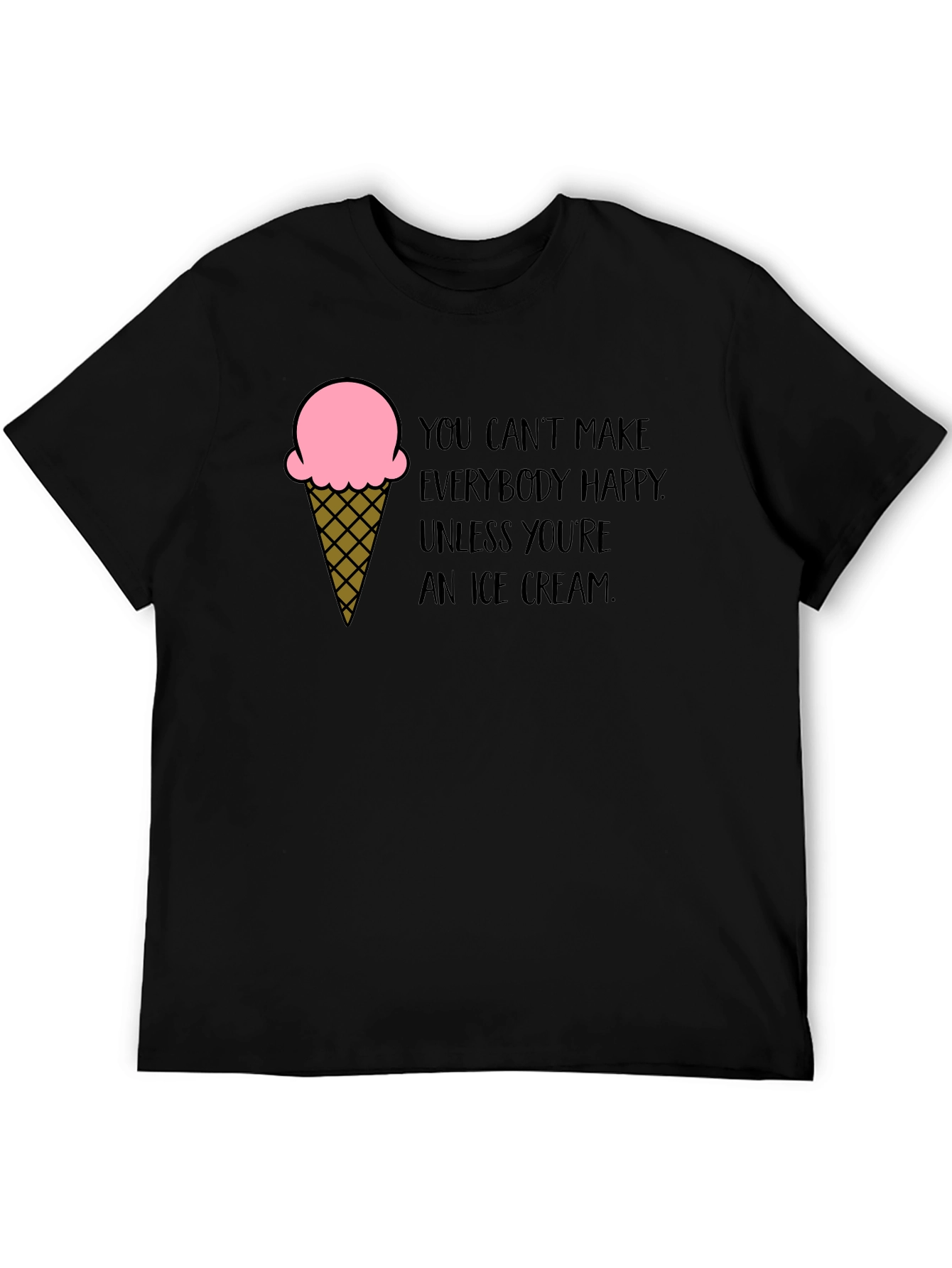 Black Ice Cream Quote Black T-Shirt view 5