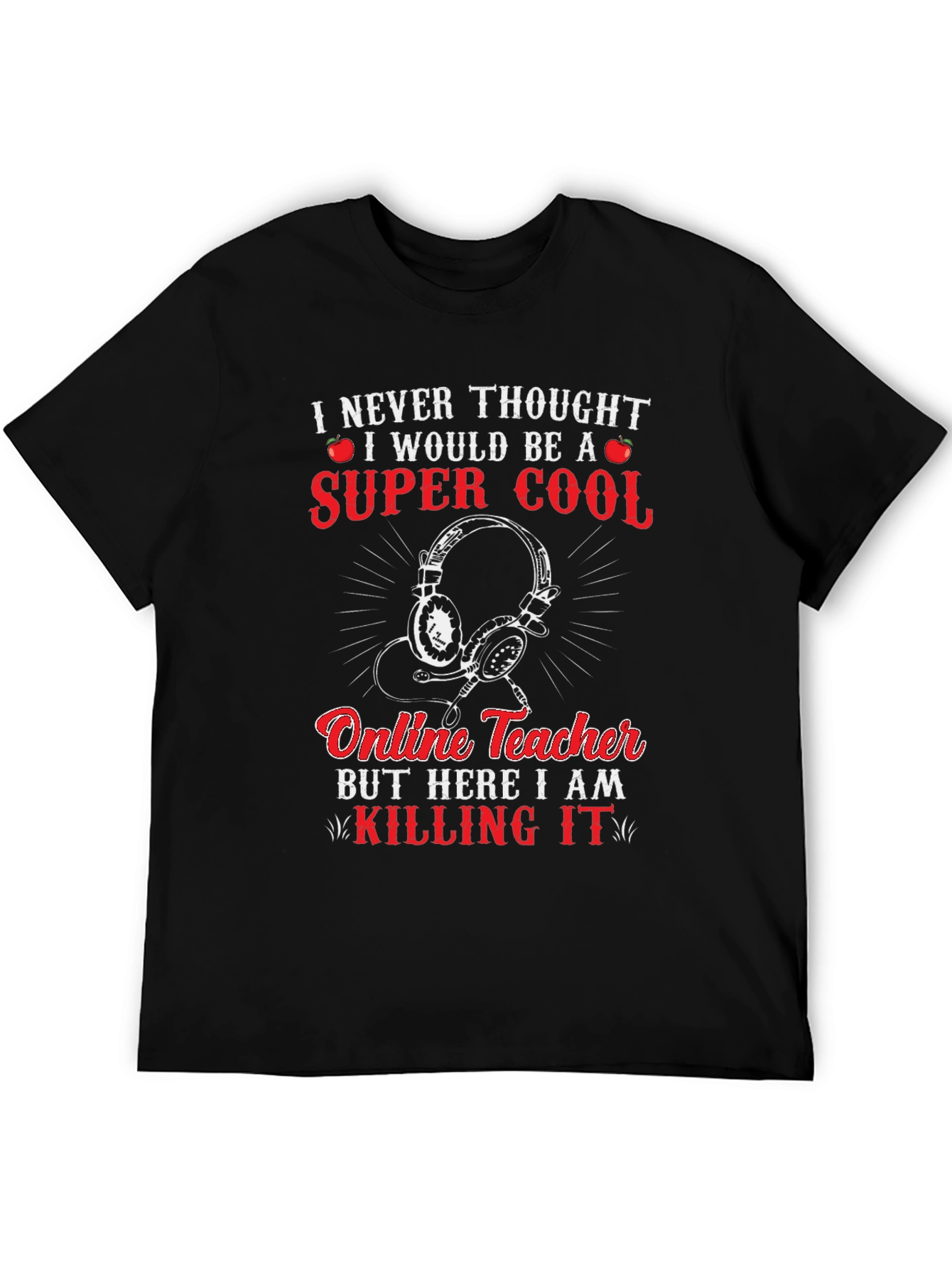 Black Super Cool Online Teacher Graphic T-Shirt view 5