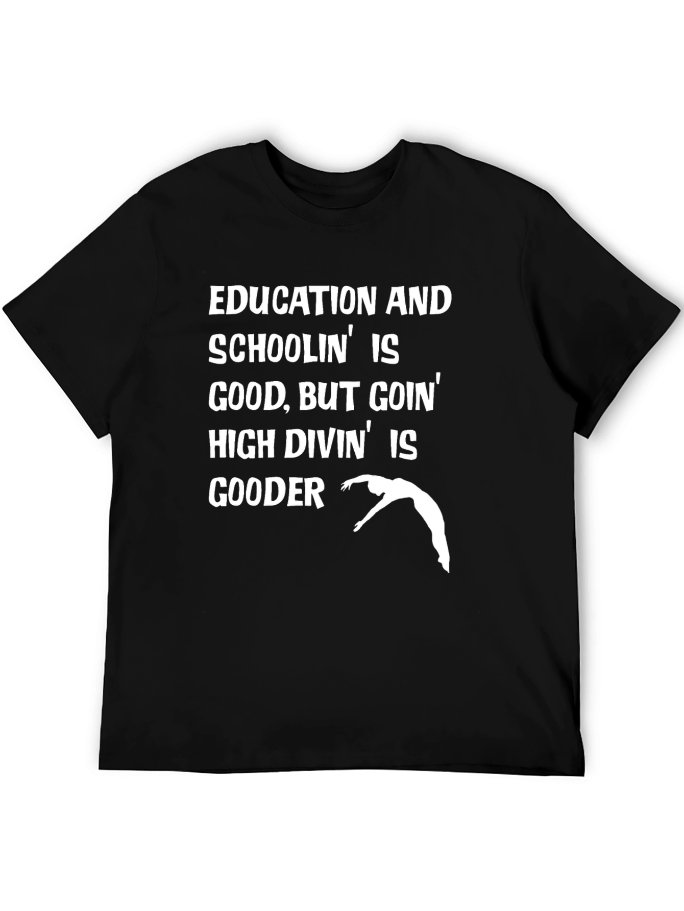 Black Education High Diving Humor T-Shirt view 5