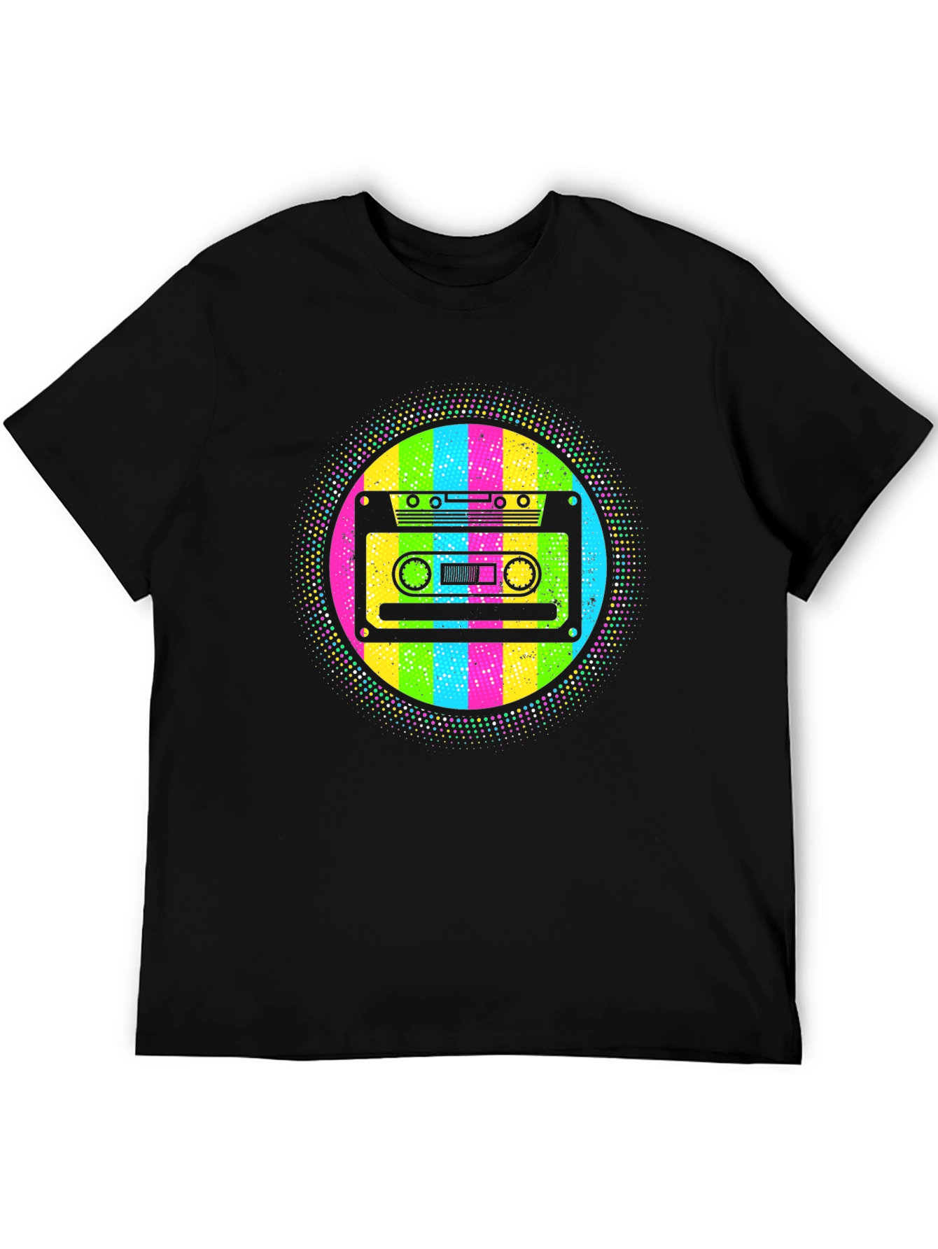 Black Retro Cassette Tape T-Shirt - 80s Throwback Style view 5