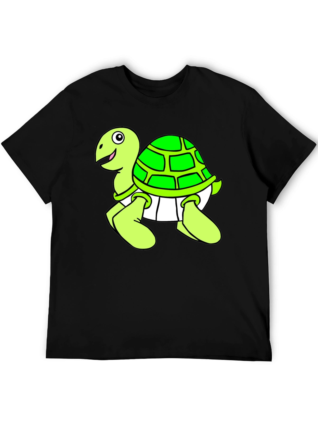 Black Cartoon Turtle Graphic Black T-Shirt view 5