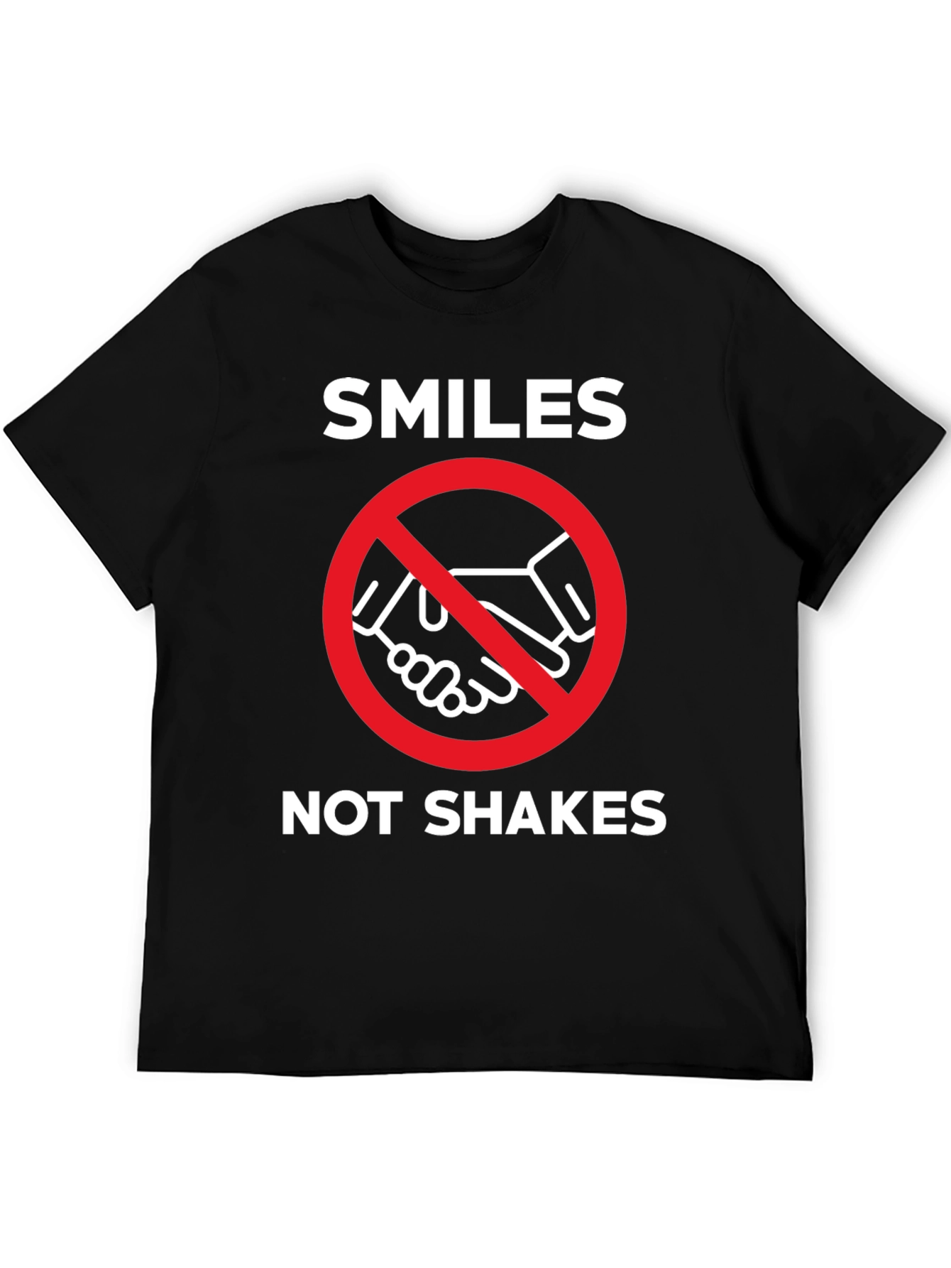 Black Smiles Not Shakes Graphic Tee - Anti-Handshake T-Shirt view 5