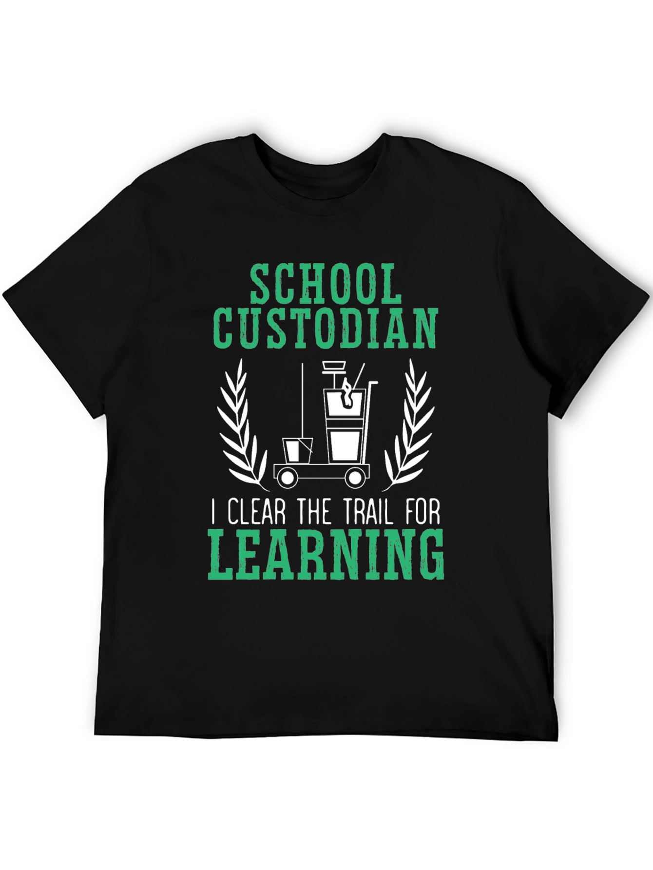 Black School Custodian T-Shirt: Clear the Trail for Learning view 5