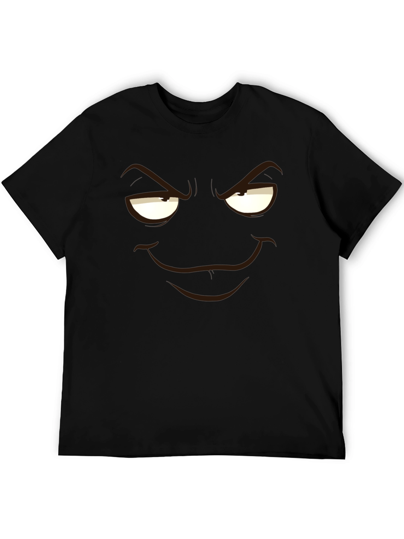 Black Men's Black T-Shirt with Mischievous Face Graphic view 5