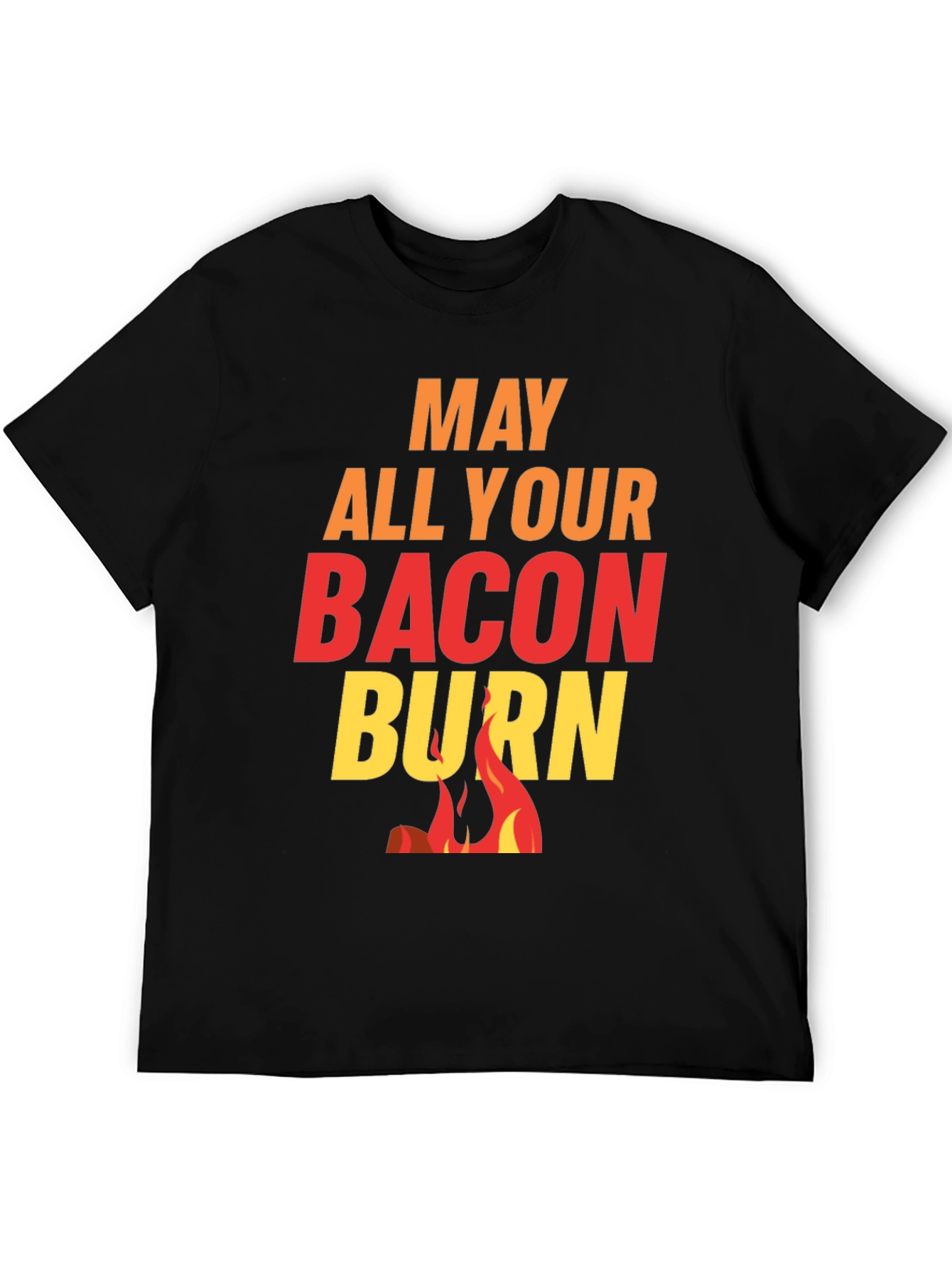 Black May All Your Bacon Burn Novelty Graphic Tee view 5