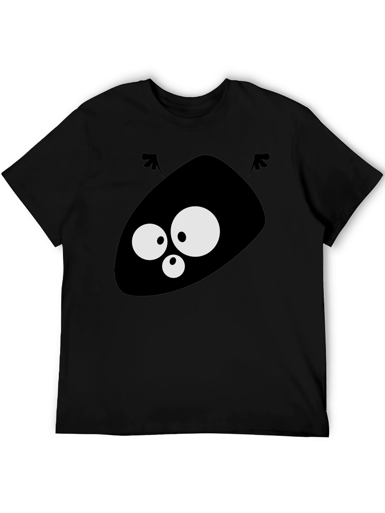 Black Funny Alien Face Graphic Black T-Shirt view 5