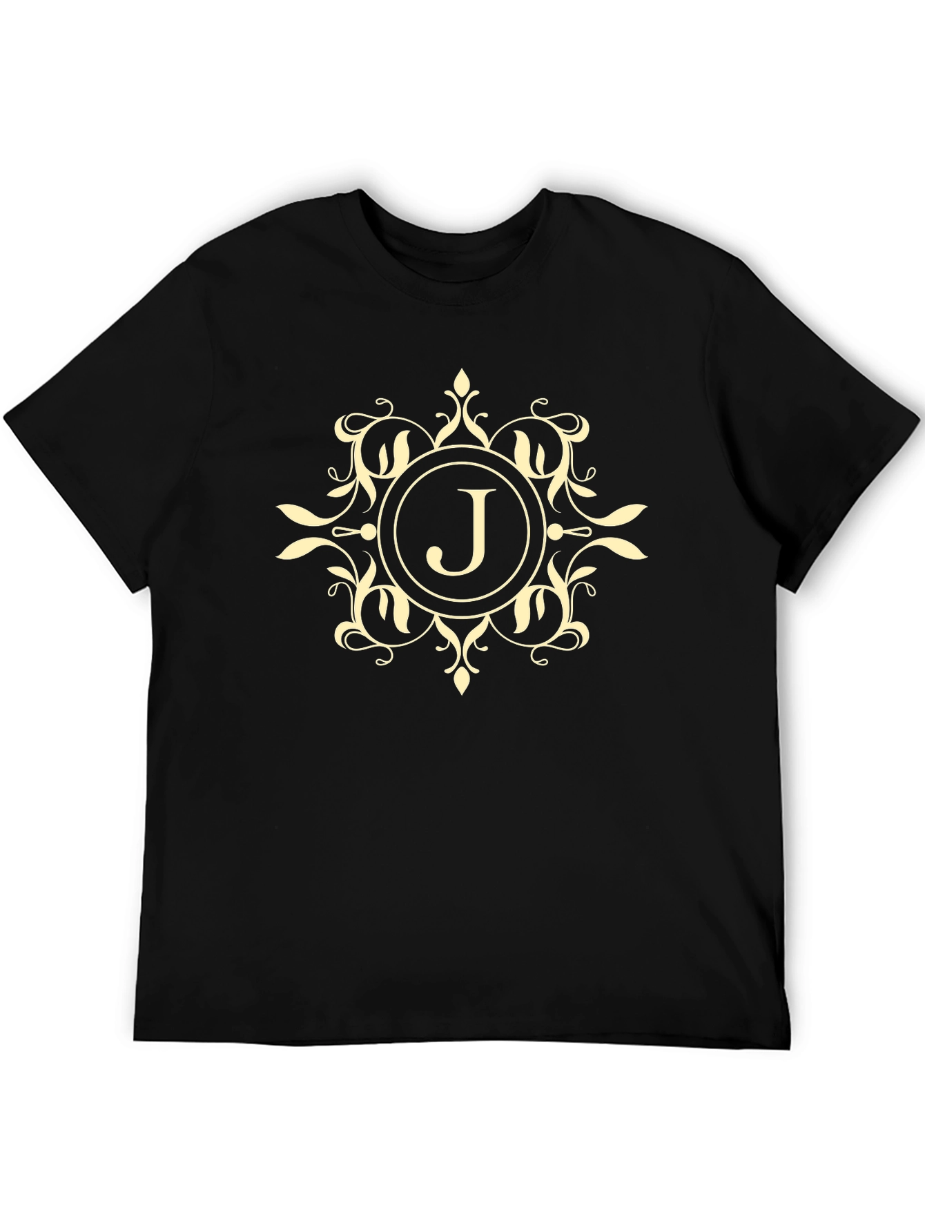 Black Elegant Monogram J Black T-Shirt view 5