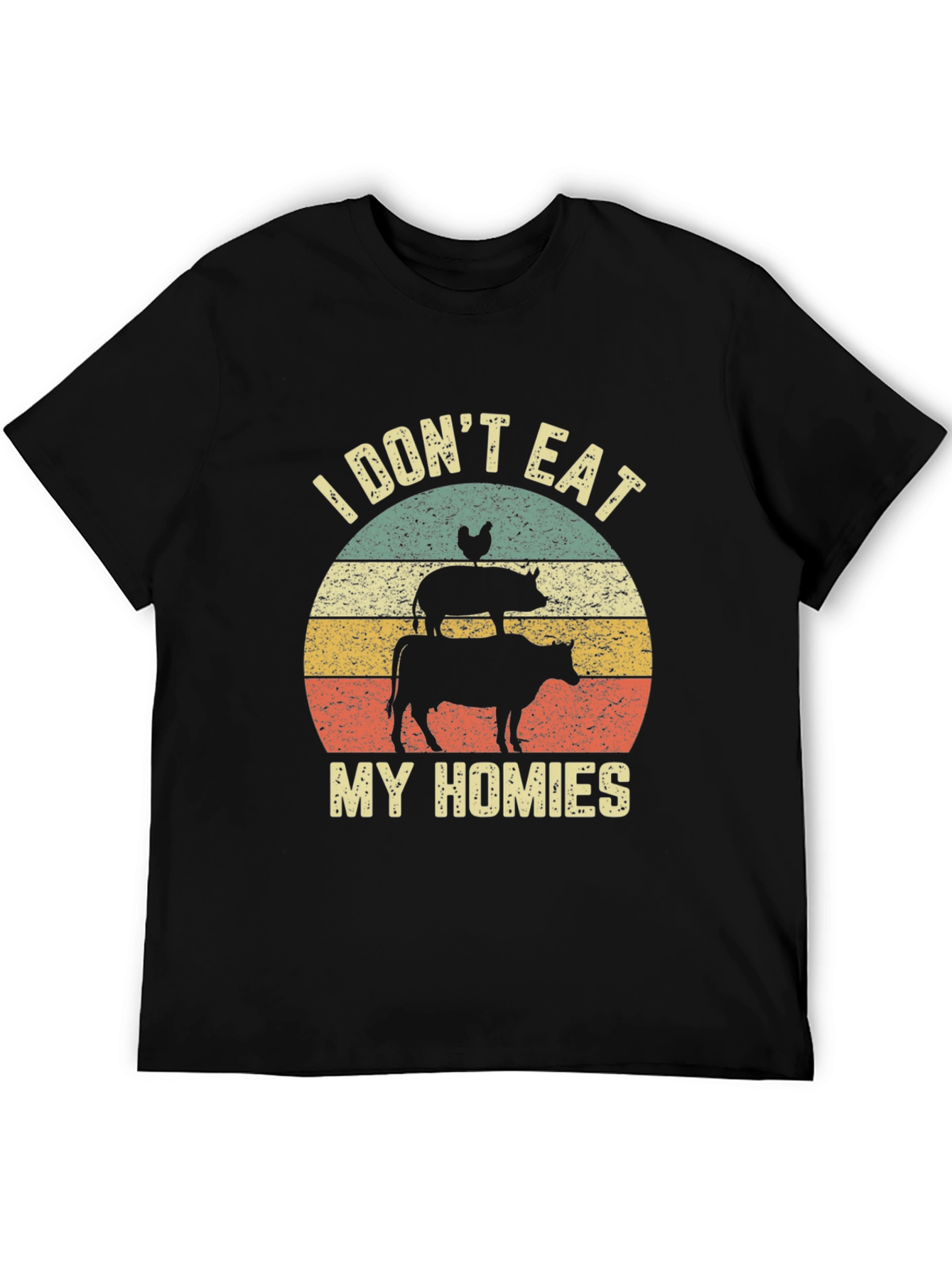 Black Vegan T-Shirt - "I Don't Eat My Homies" Animal Lover Tee view 5