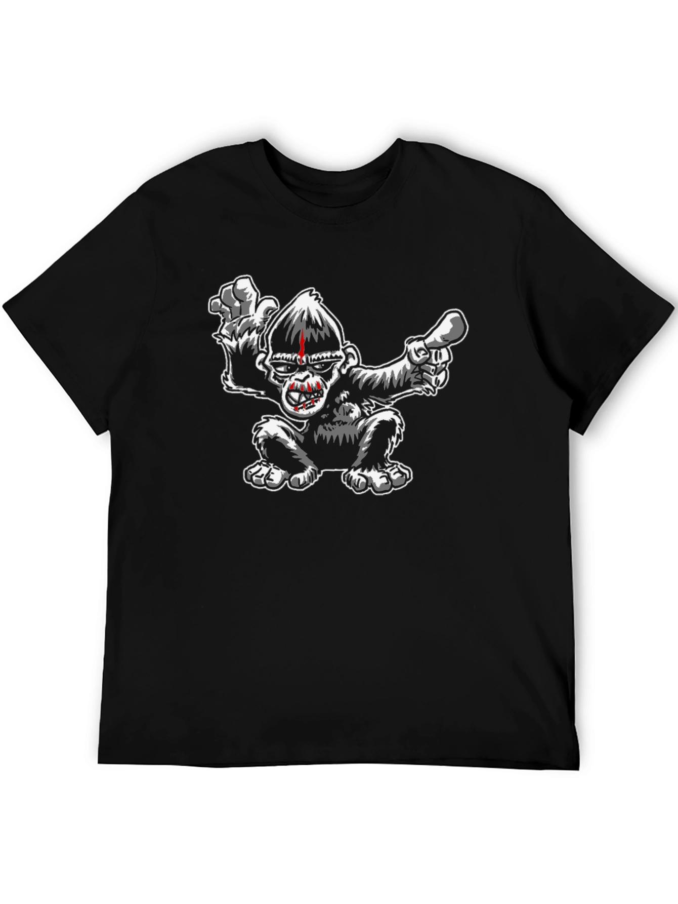 Black Cartoon Gorilla Graphic Black T-Shirt view 5