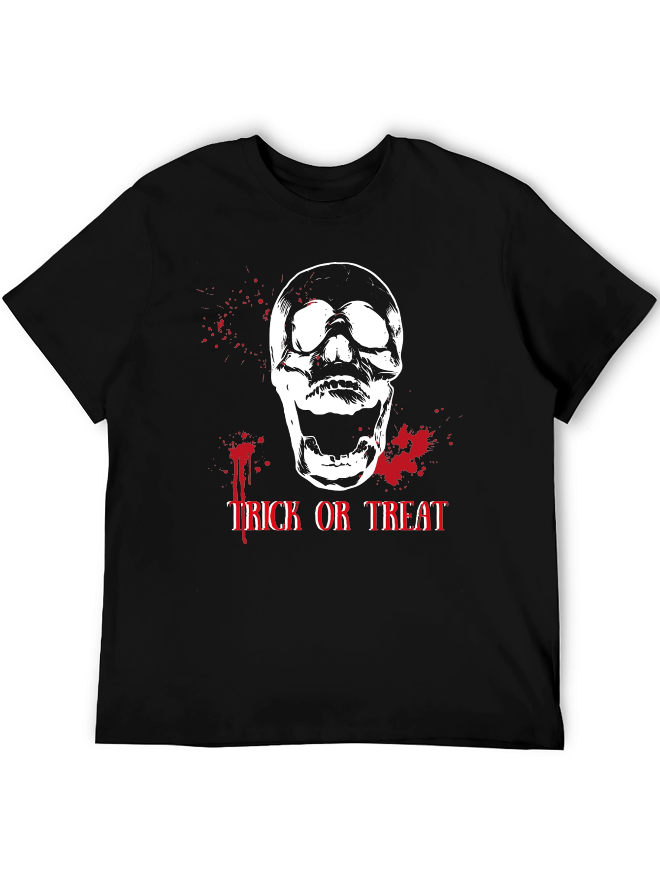 Black Halloween Skull Trick or Treat Black T-Shirt view 5