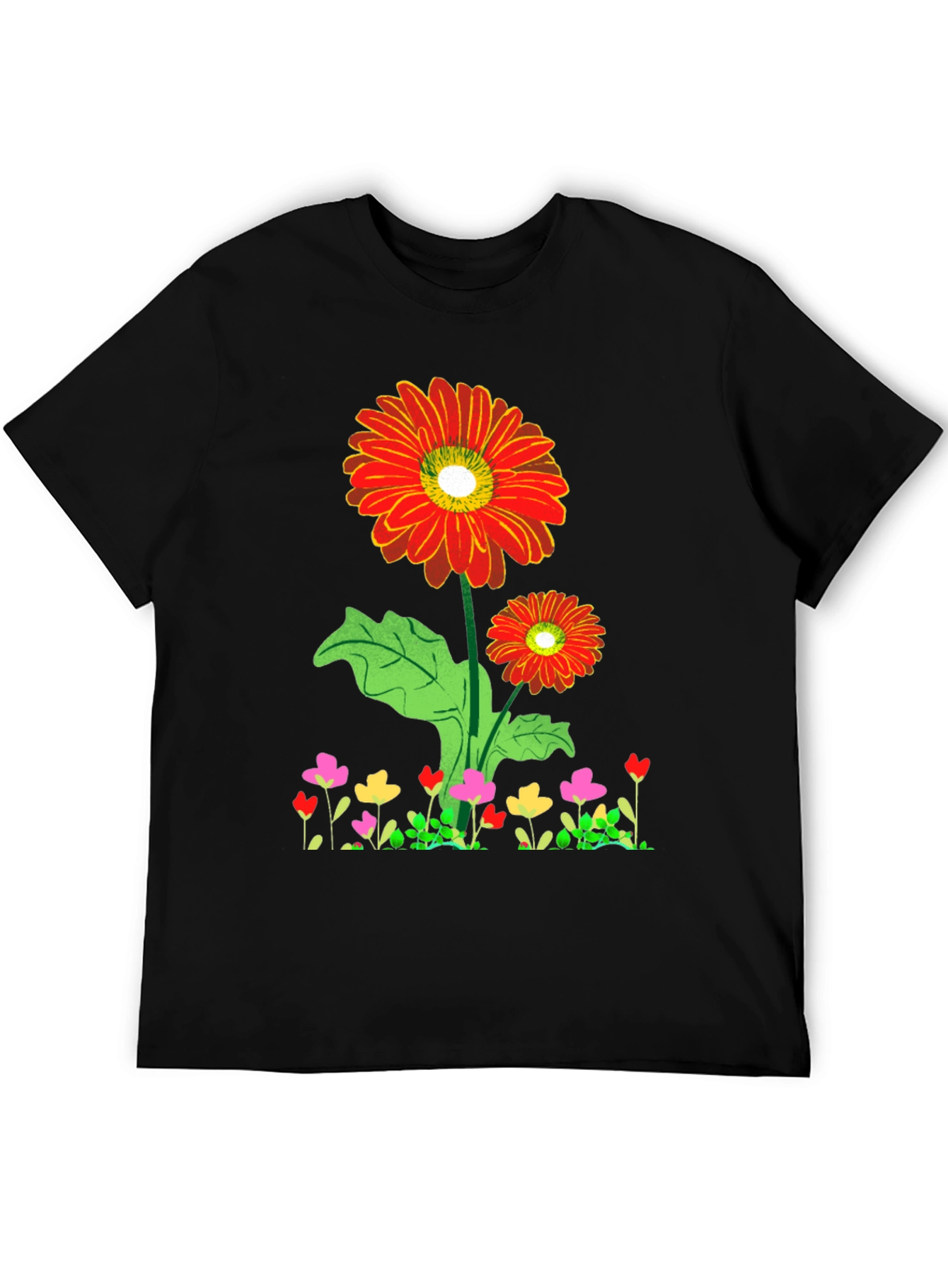 Black Floral Print Crew Neck T-Shirt view 5