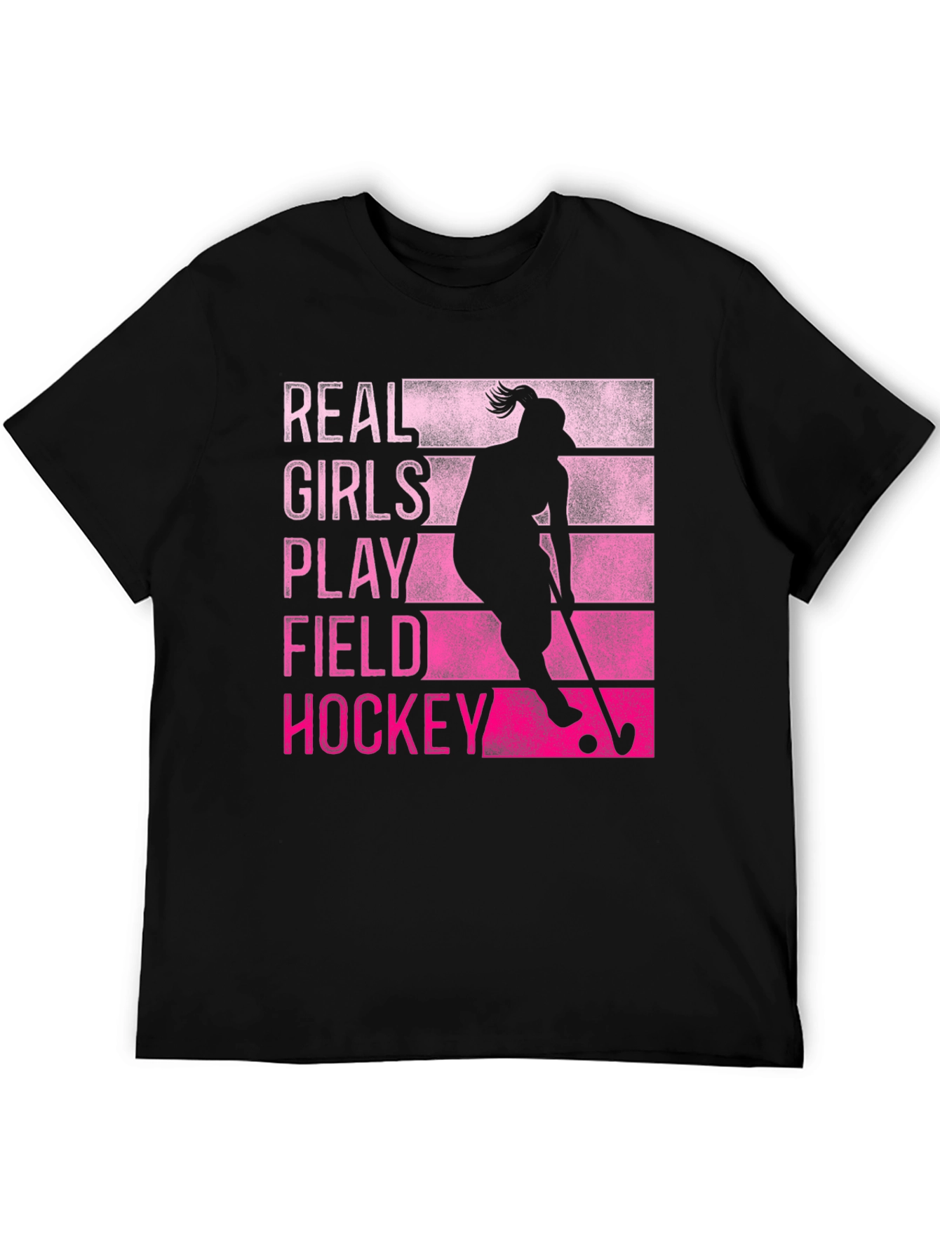 Black Real Girls Play Field Hockey T-Shirt view 5