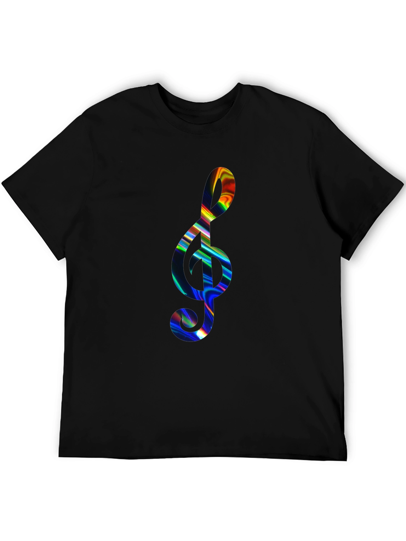 Black Rainbow Treble Clef Black T-Shirt view 5