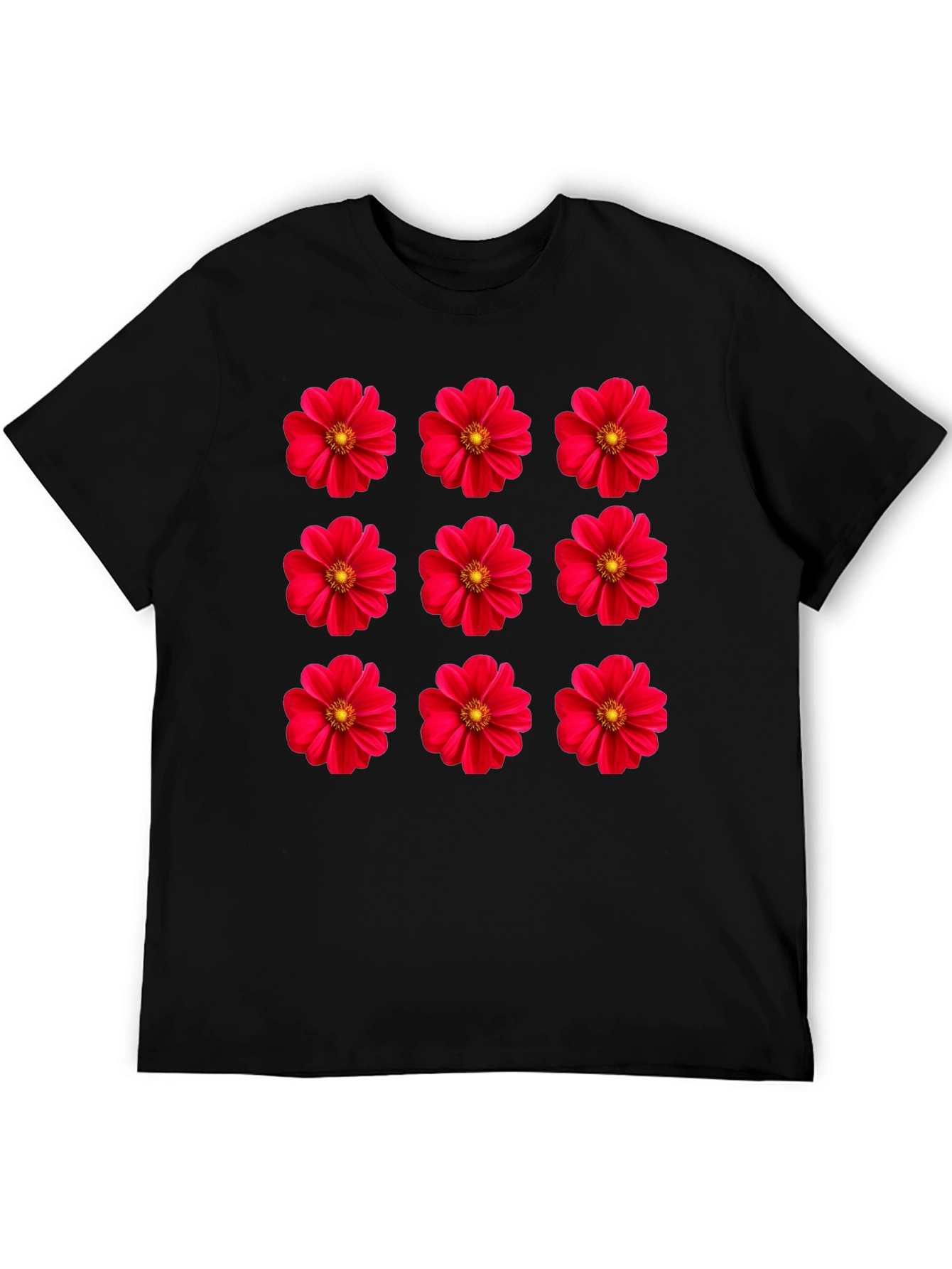 Black Floral Print Crew Neck T-Shirt view 5