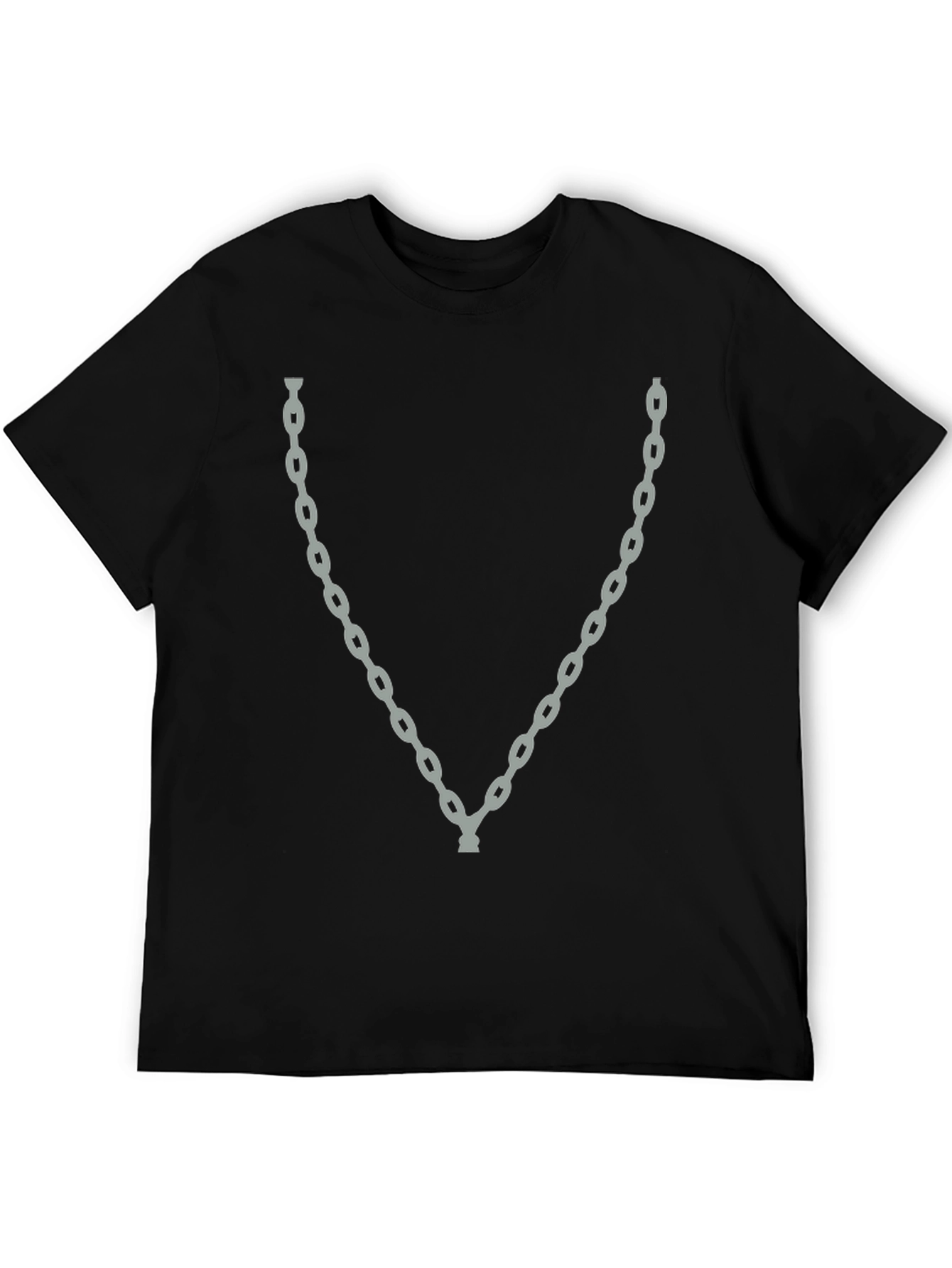 Men's Black T-Shirt with Chain Graphic - 5
