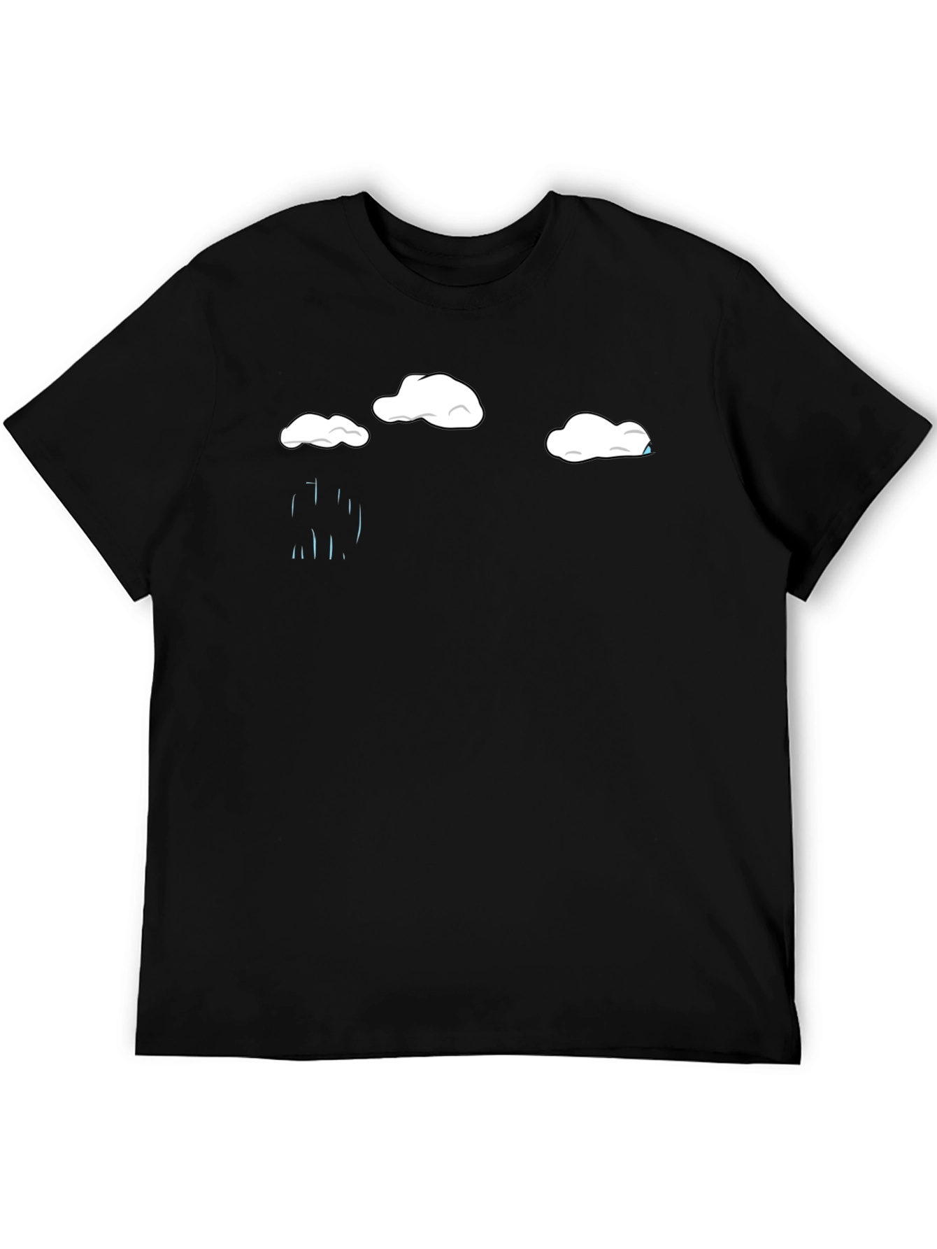 Black Rainy Day Cloud Graphic Tee - Black Cotton T-Shirt view 5