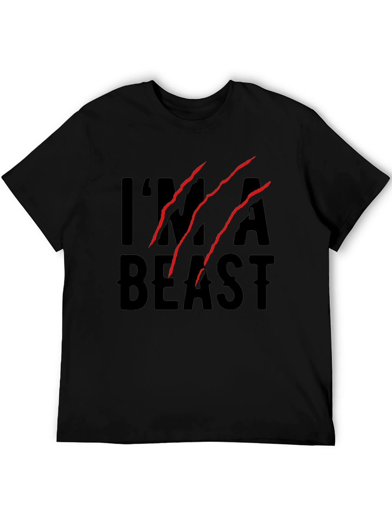 Black I'm a Beast Claw Graphic T-Shirt - Black Cotton Blend view 5