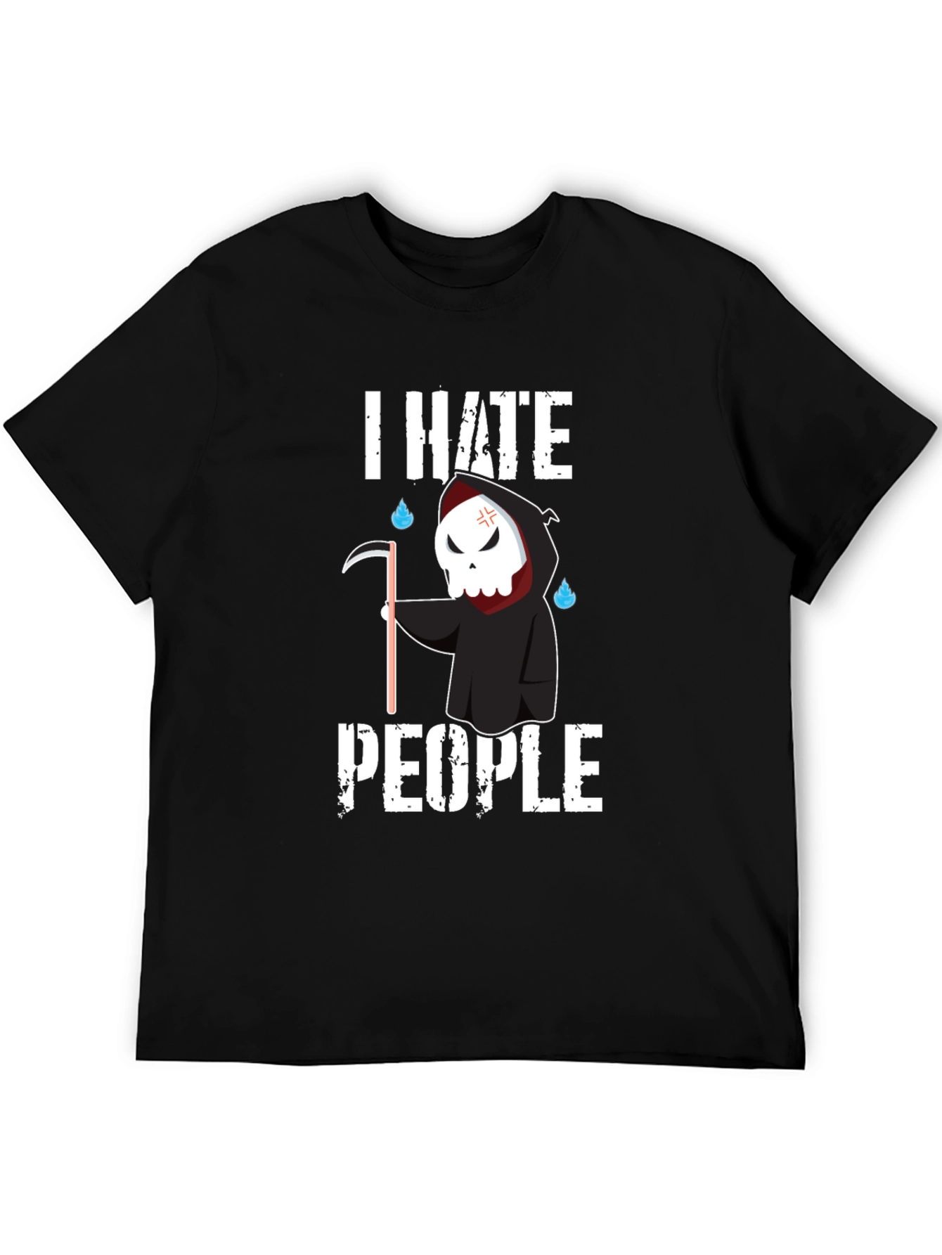 Black I Hate People Grim Reaper Graphic Tee view 5