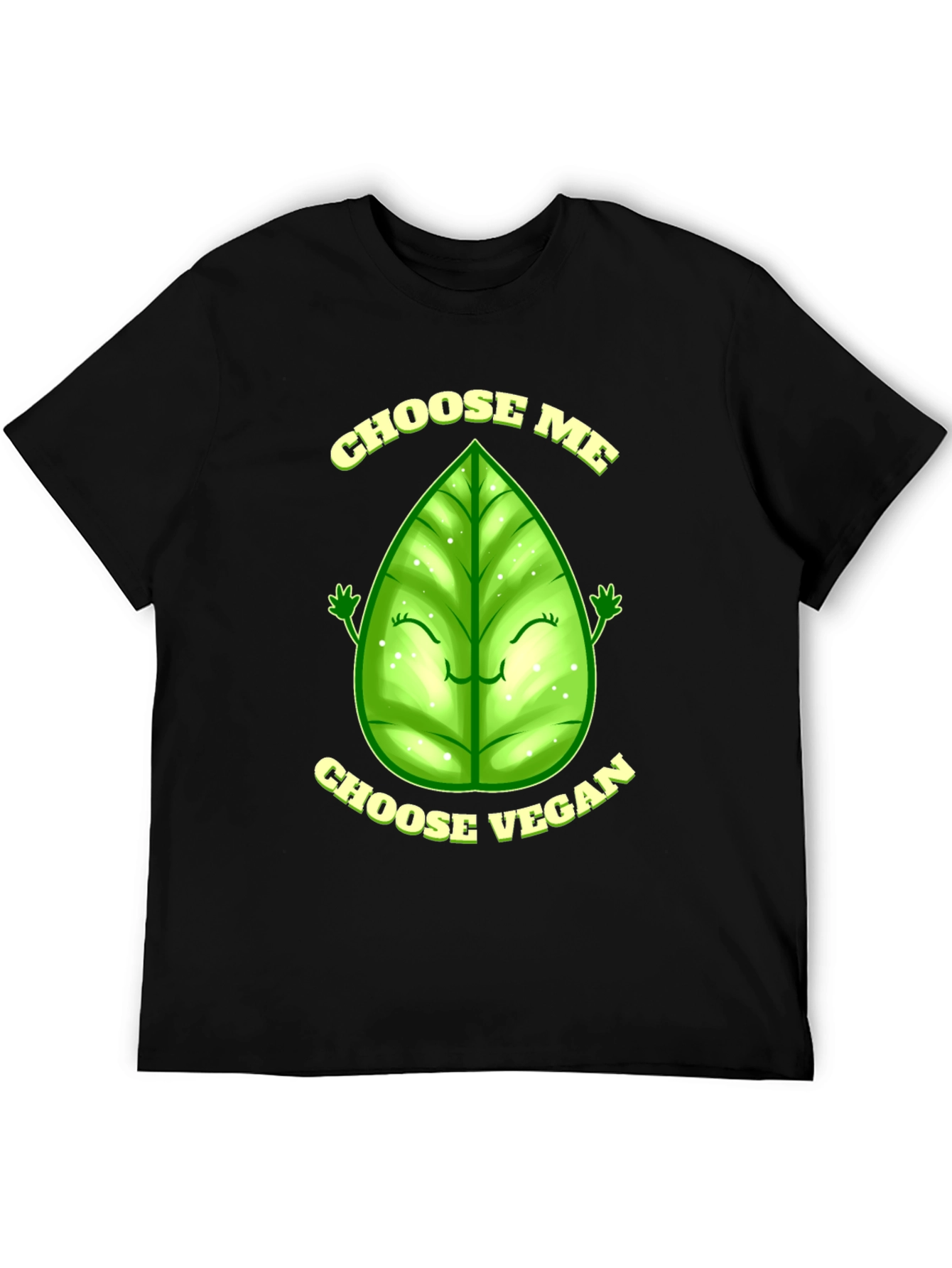 Black Choose Vegan T-Shirt - Leaf Design view 5