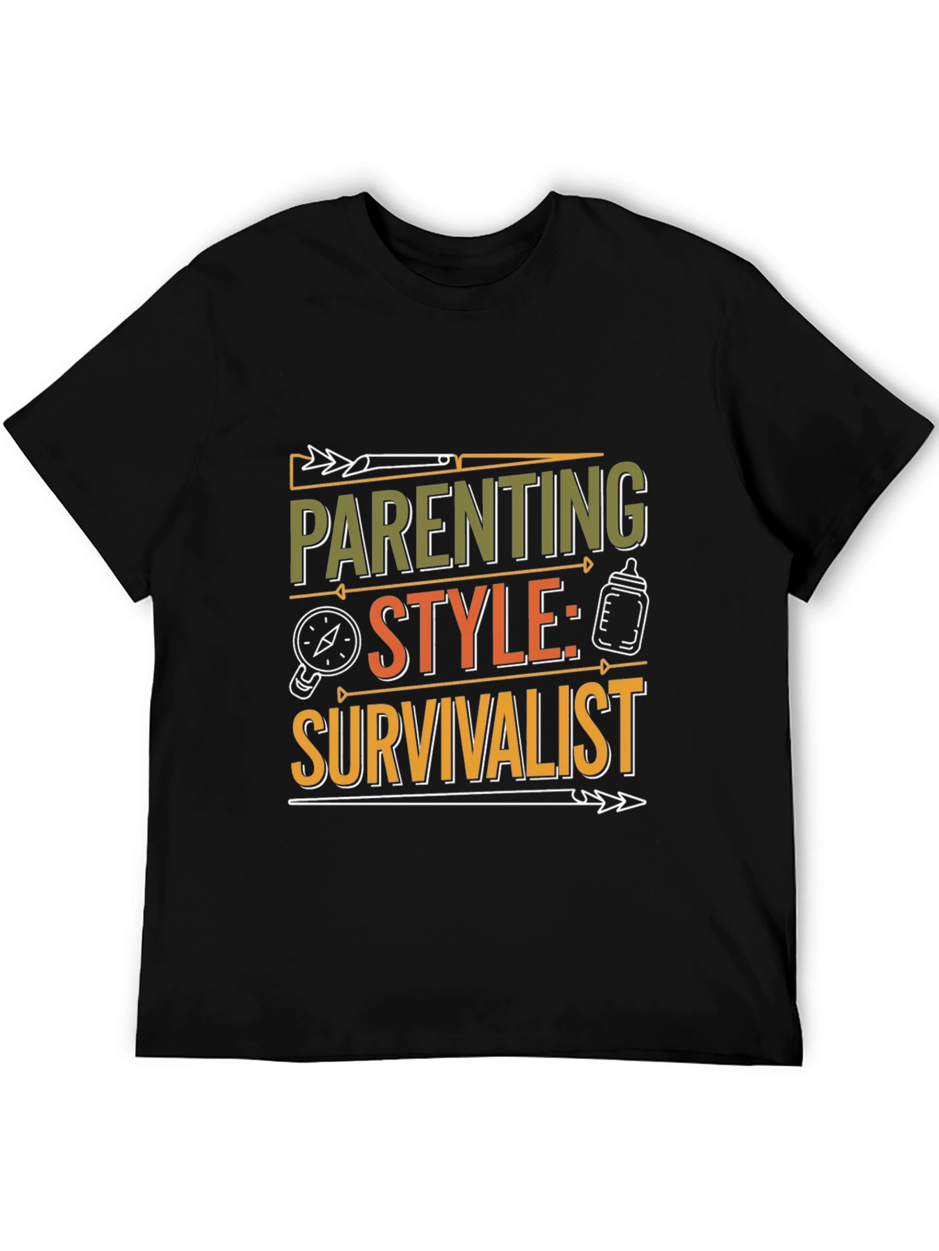 Black Parenting Style: Survivalist T-Shirt - Black Crew Neck Tee view 5