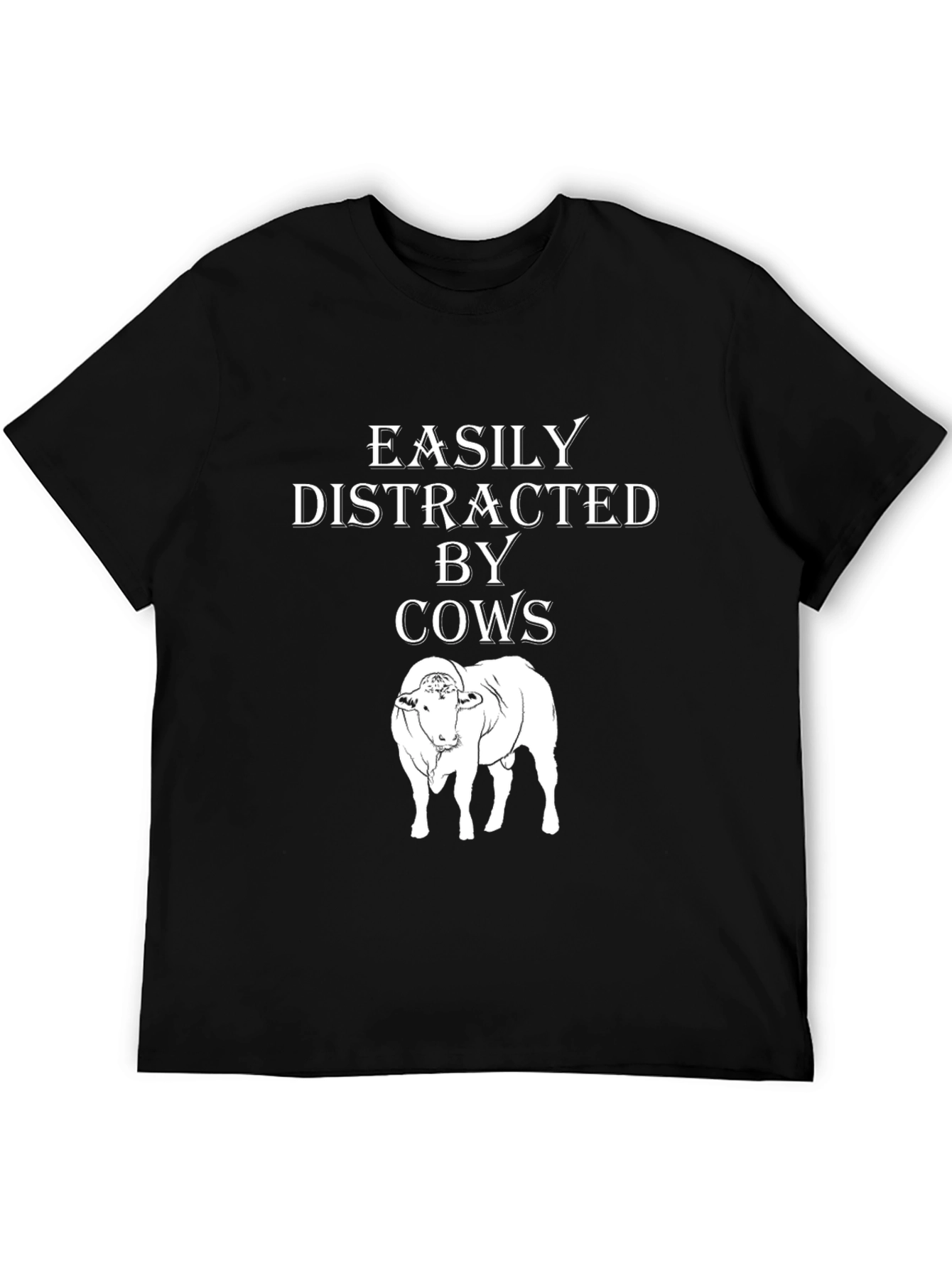 Black Easily Distracted By Cows Black T-Shirt view 5