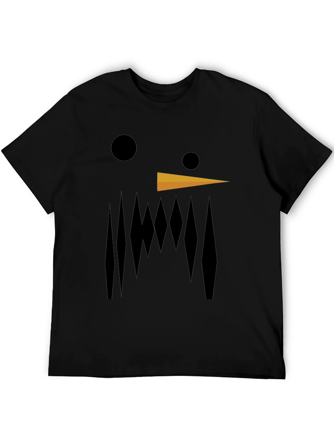 Black Abstract Snowman Graphic Tee - Black Cotton Blend view 5